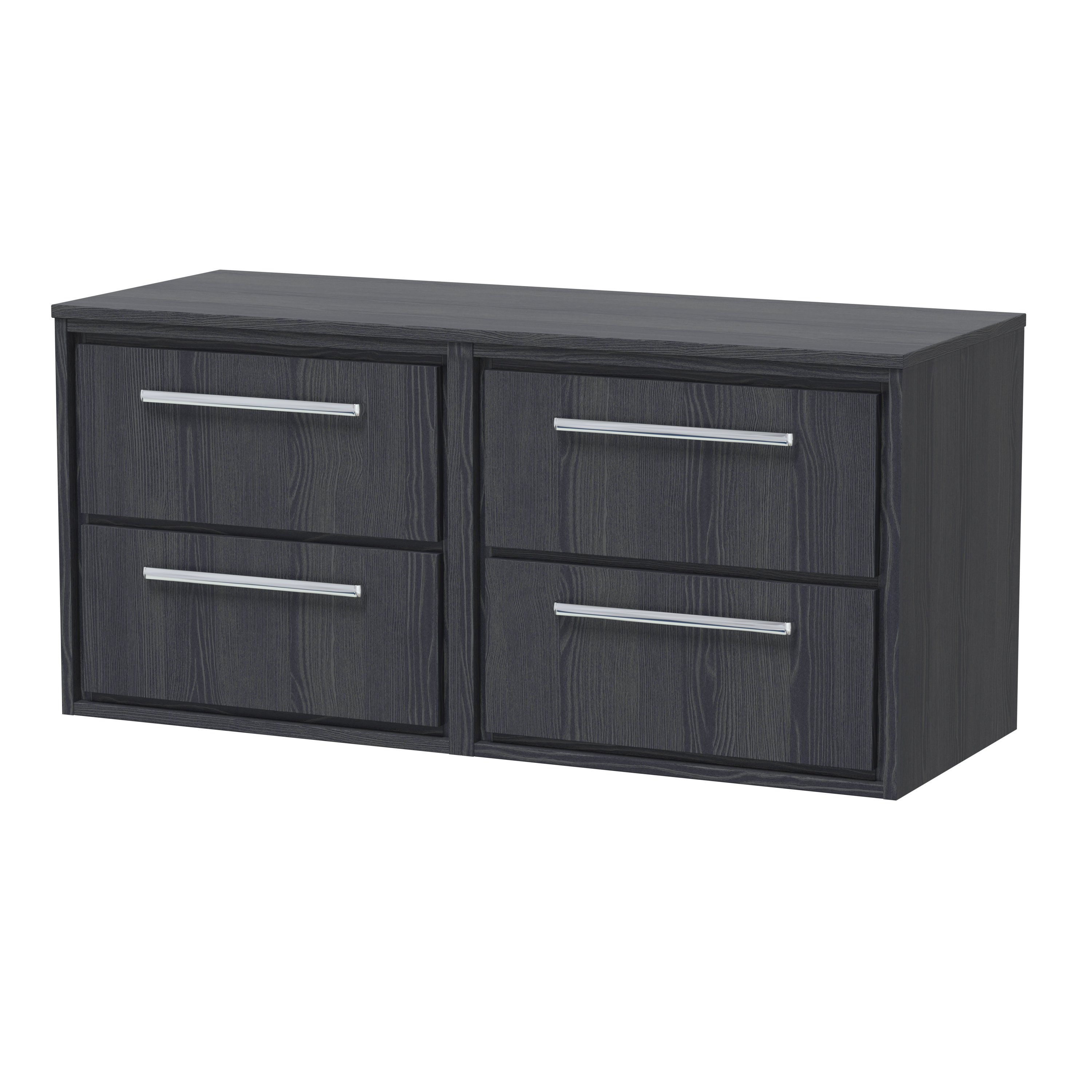 Hudson Reed Lille Graphite Grey Woodgrain 1200mm Wall Hung 4 Drawer Vanity with Worktop LIL2224W2