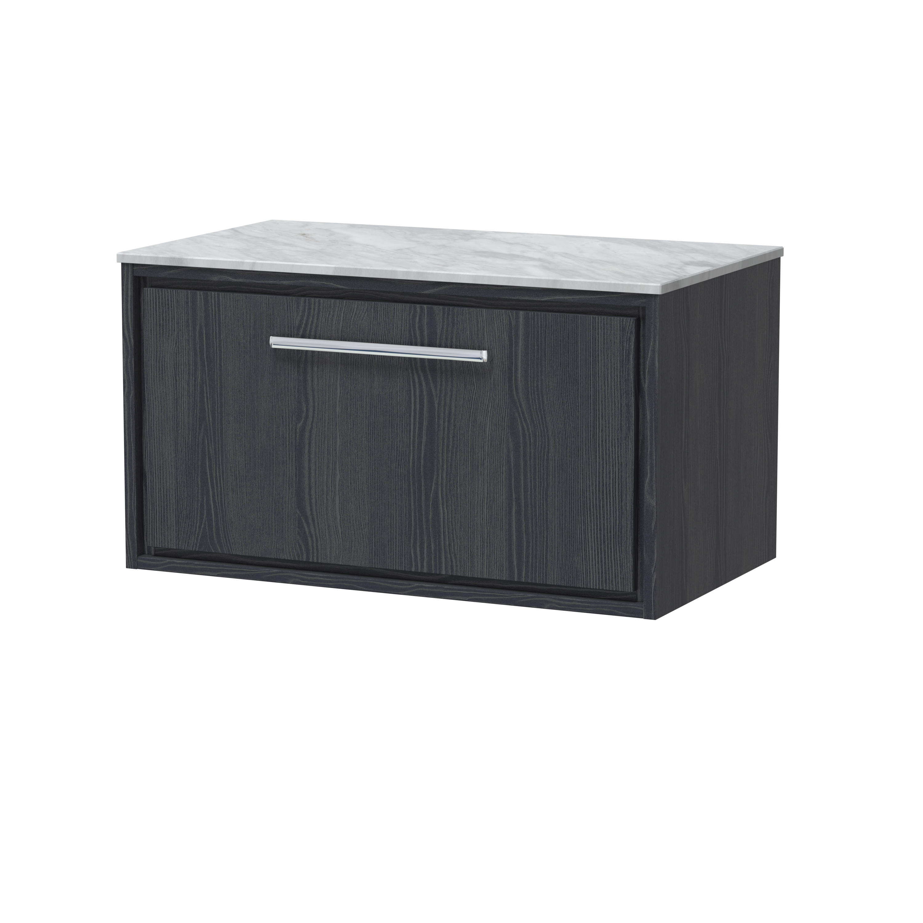 Hudson Reed Lille Graphite Grey Woodgrain 800mm Wall Hung Vanity with Marble Worktop LIL2225GMT