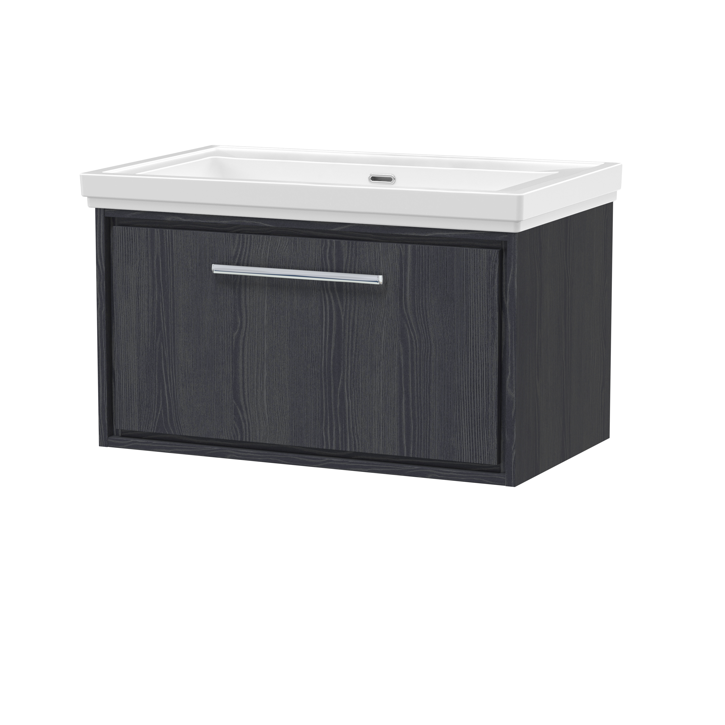 Hudson Reed Lille Graphite Grey Woodgrain 800mm Wall Hung Vanity with Basin 0 Tap Hole LIL2225H