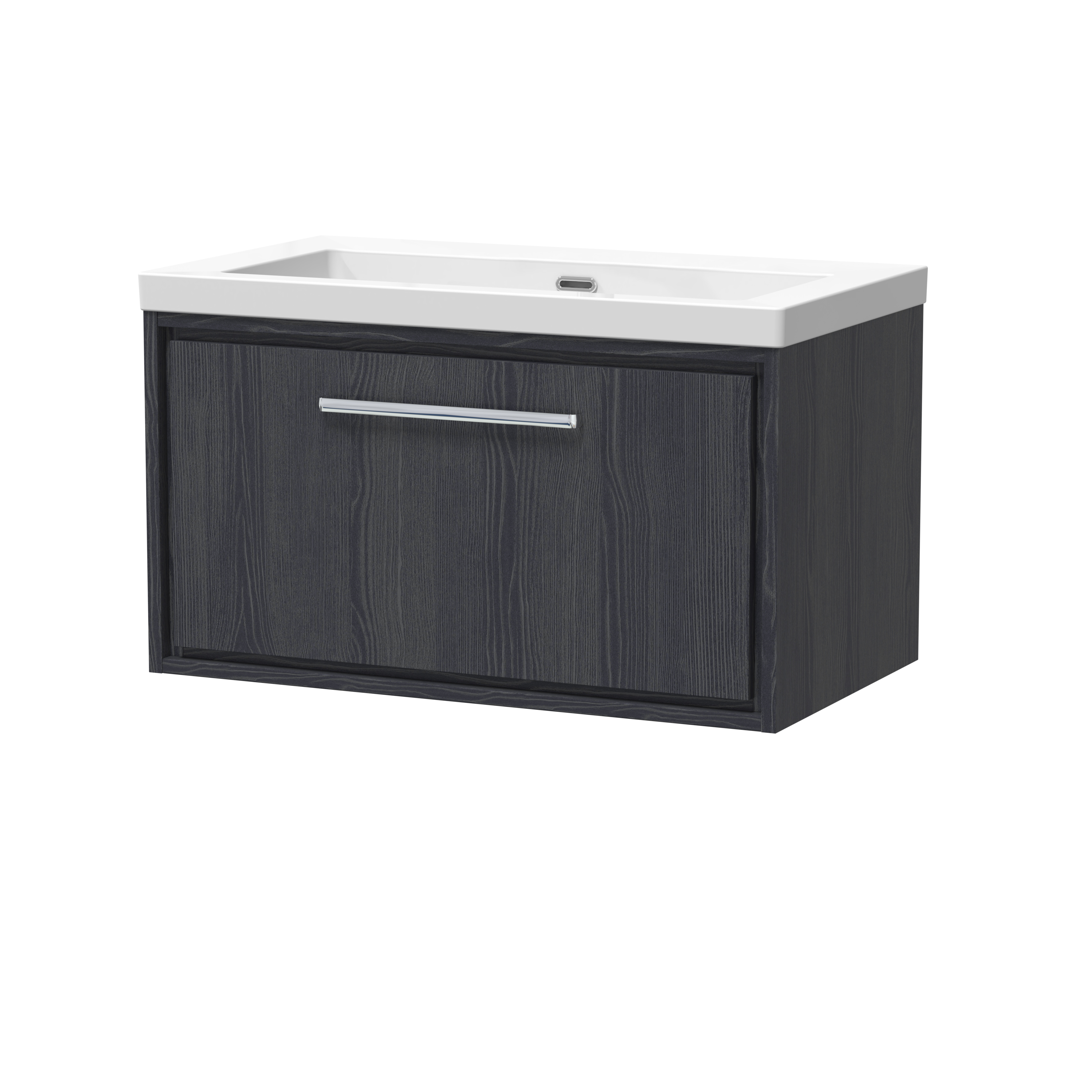 Hudson Reed Lille Graphite Grey Woodgrain 800mm Wall Hung Vanity with Basin 0 Tap Hole LIL2225K