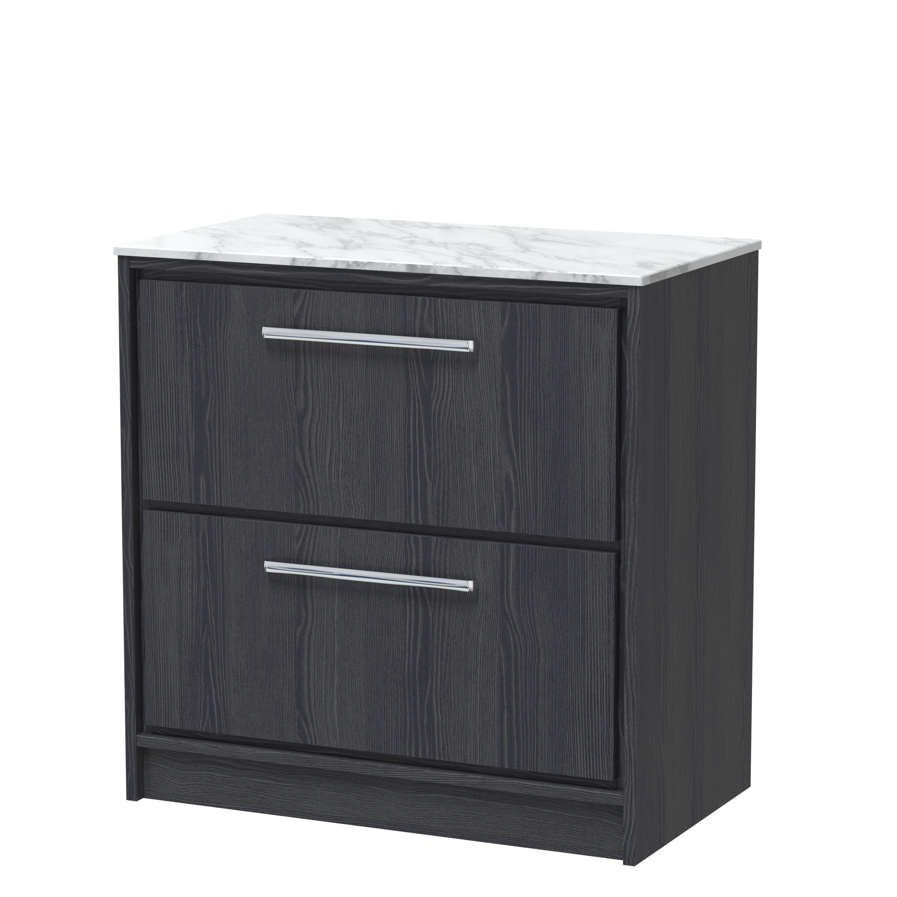 Hudson Reed Lille Graphite Grey Woodgrain 800mm Floor Standing 2 Drawer Vanity with Marble Worktop LIL2235CMT