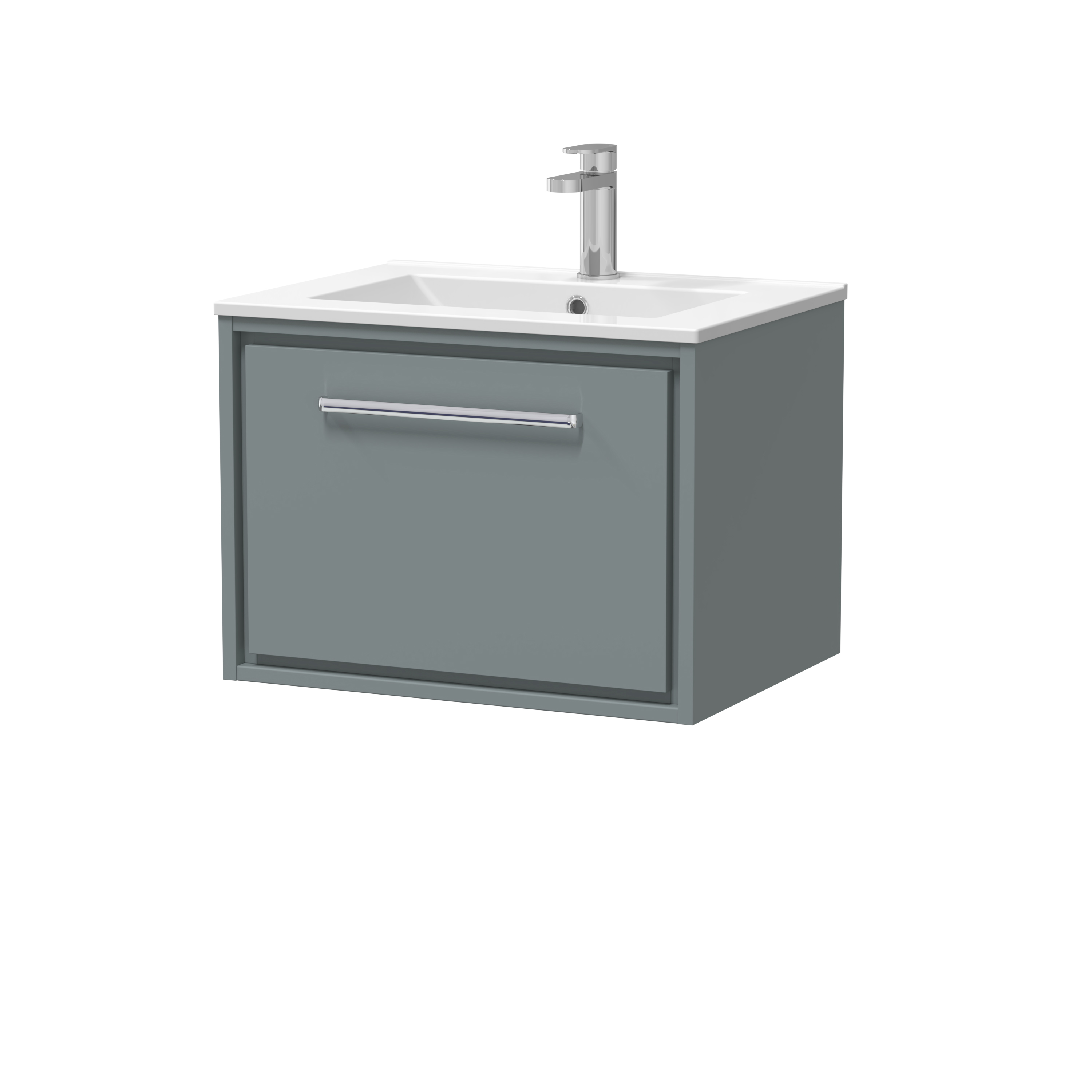 Hudson Reed Lille Coastal Grey 600mm Wall Hung Single Drawer Vanity with Basin 1 Tap Hole LIL2322C