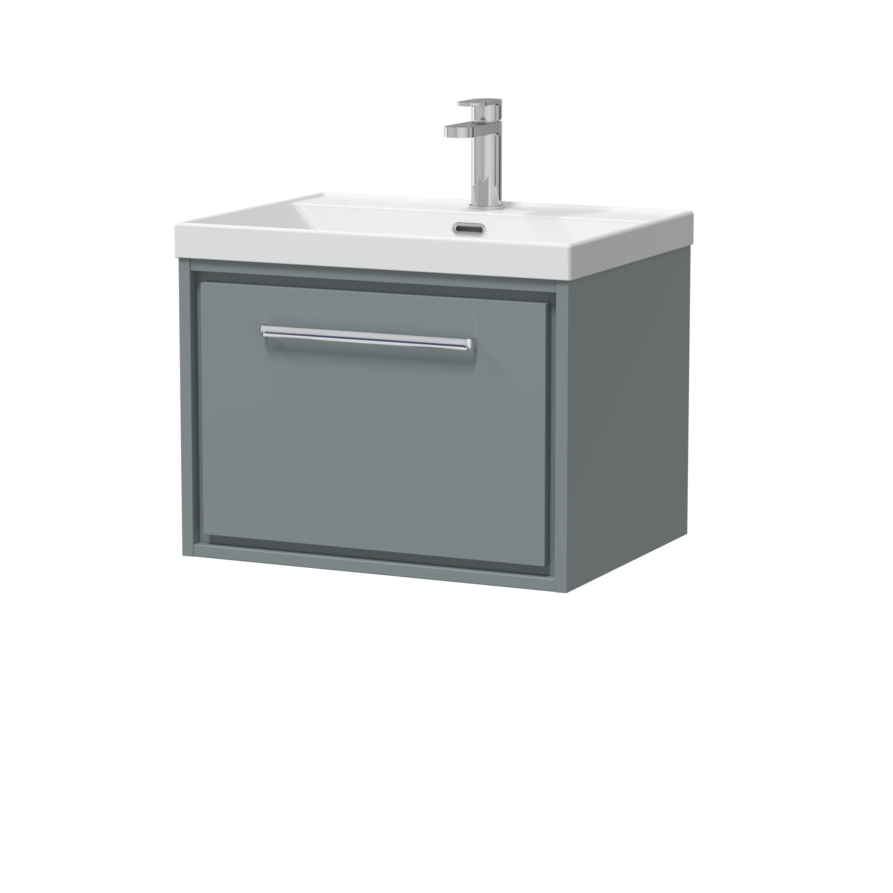 Hudson Reed Lille Coastal Grey 600mm Wall Hung Single Drawer Vanity with Basin 1 Tap Hole LIL2322E
