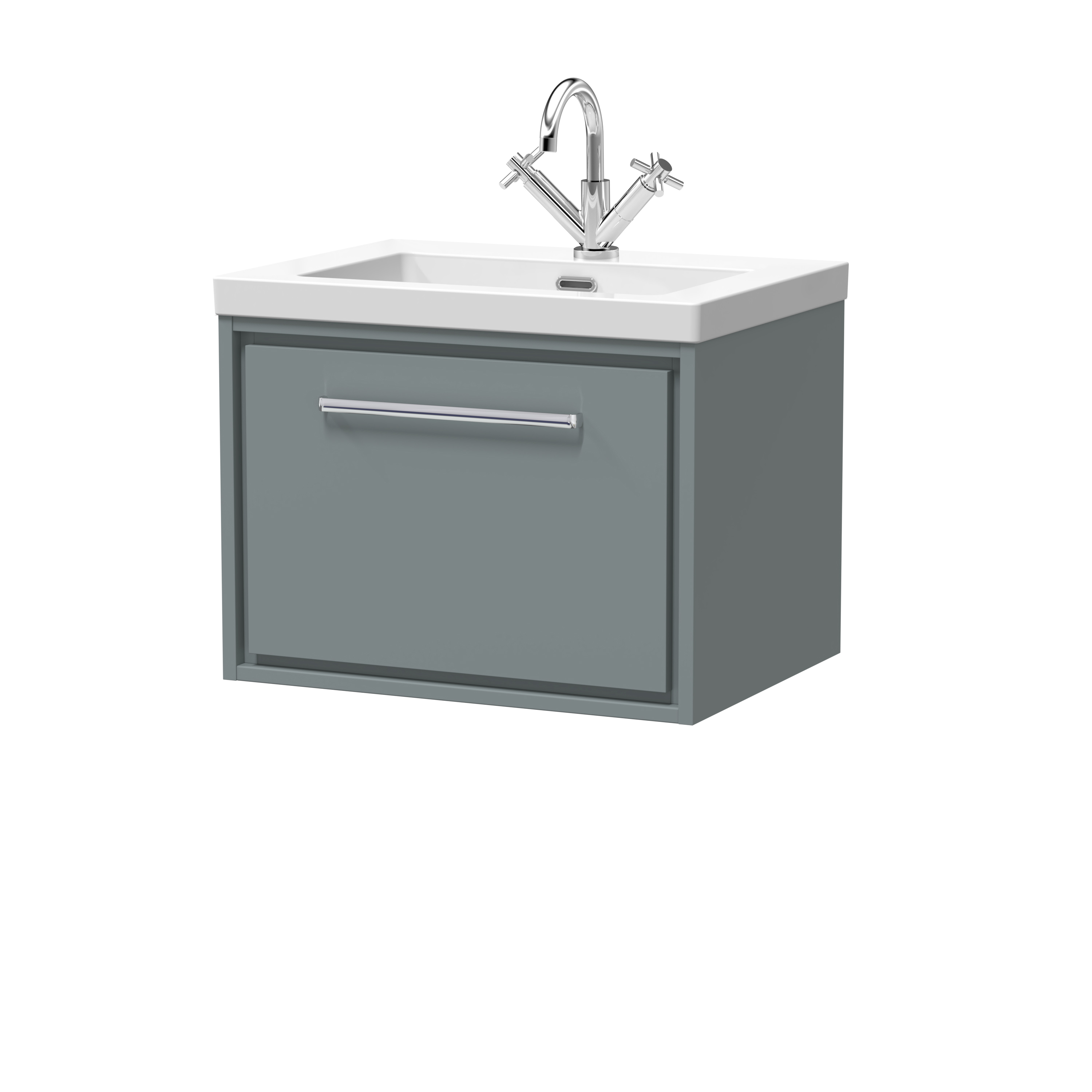 Hudson Reed Lille Coastal Grey 600mm Wall Hung Single Drawer Vanity with Basin 1 Tap Hole LIL2322L