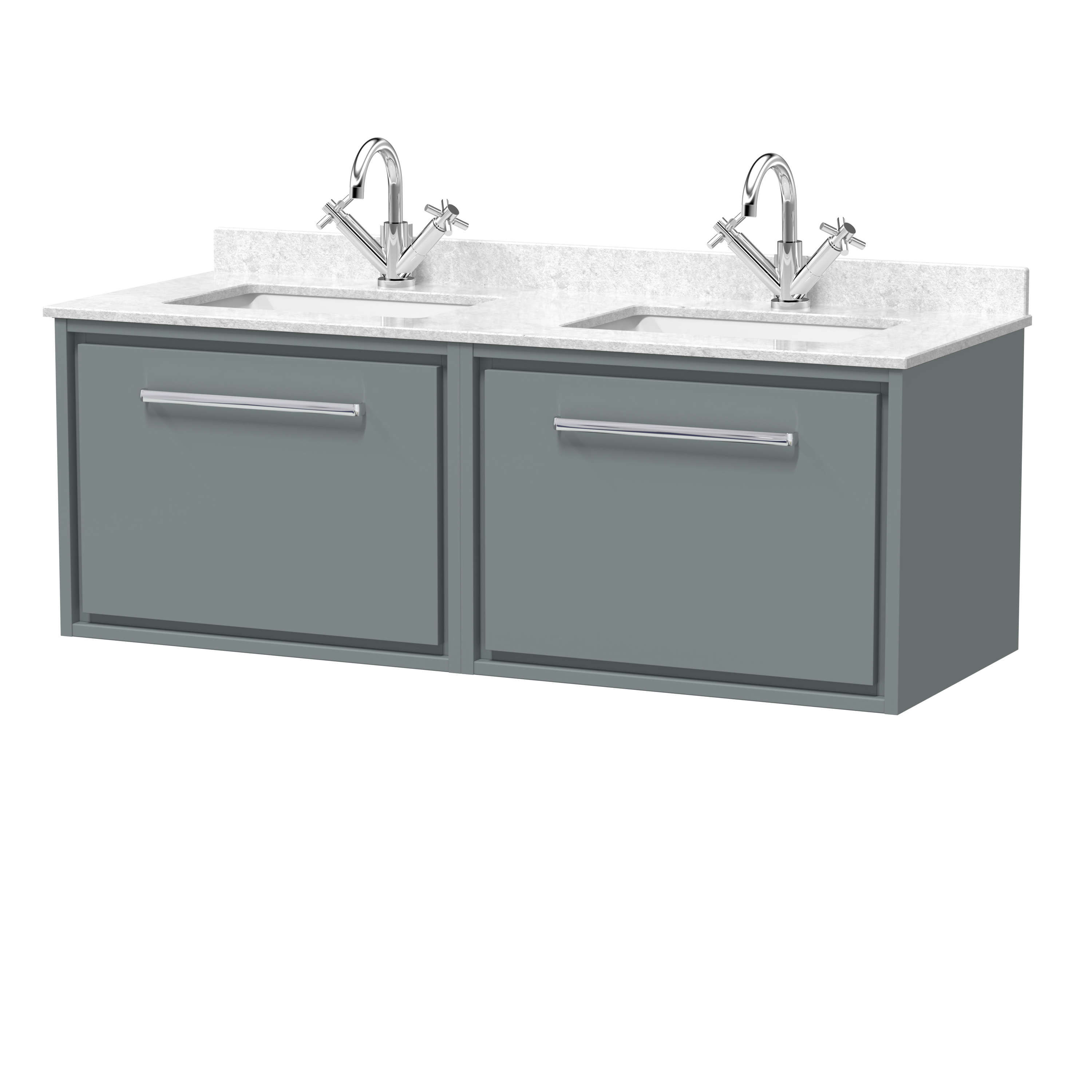 Hudson Reed Lille Coastal Grey 1200mm Wall Hung Vanity with Marble Worktop Basin LIL2322WS2