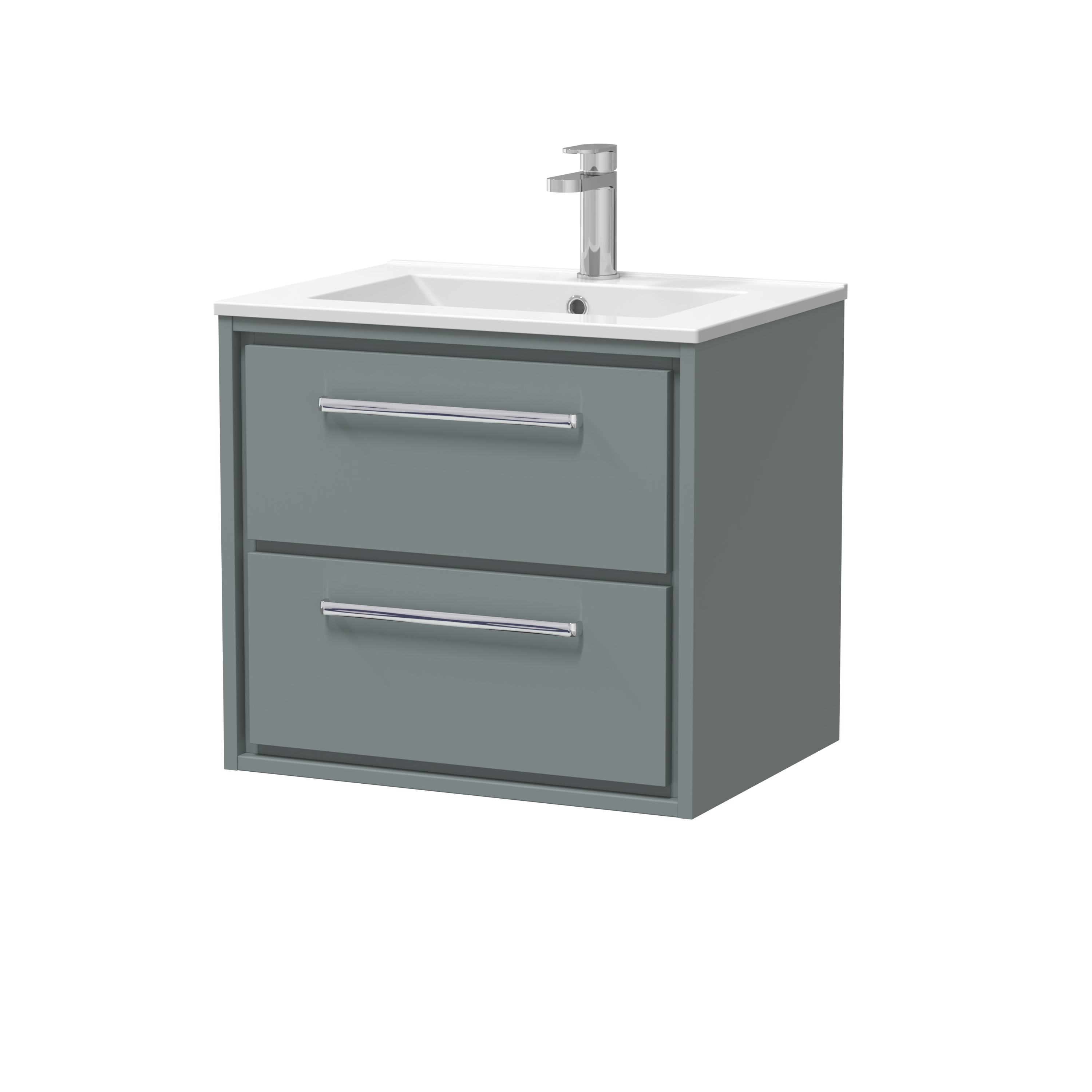 Hudson Reed Lille Coastal Grey 600mm Wall Hung 2 Drawer Vanity with Basin 1 Tap Hole LIL2324C
