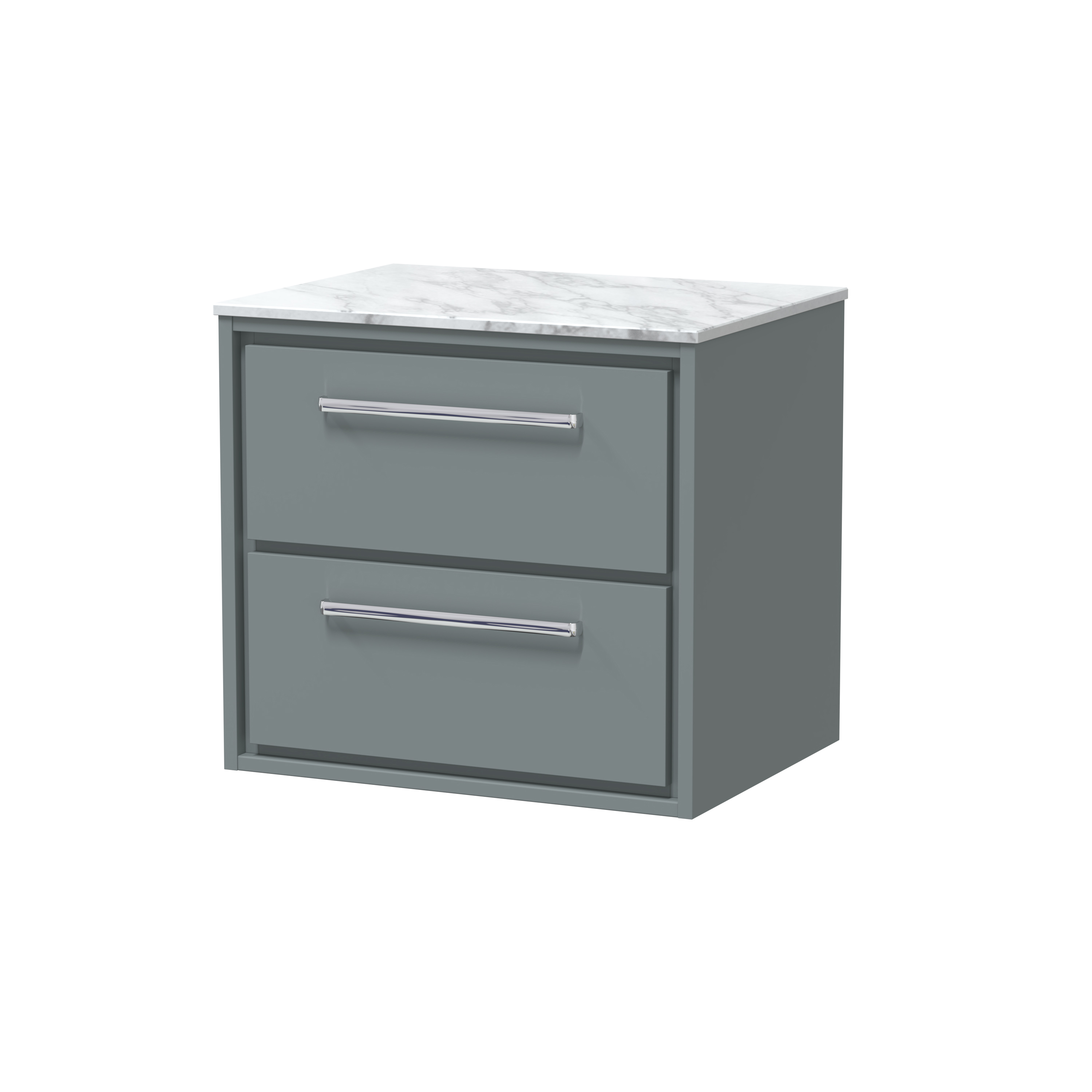 Hudson Reed Lille Coastal Grey 600mm Wall Hung 2 Drawer Vanity with Marble Worktop LIL2324CMT