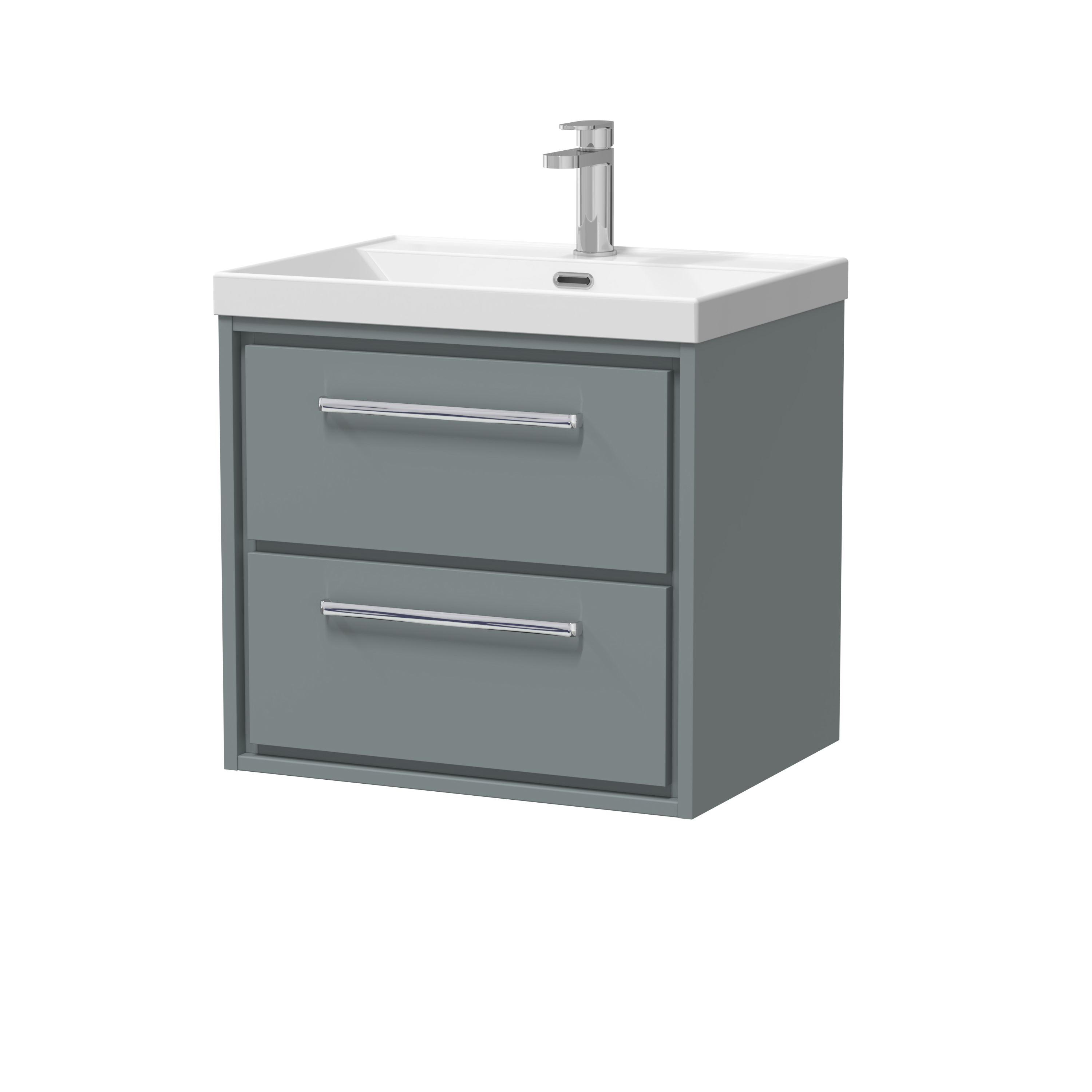 Hudson Reed Lille Coastal Grey 600mm Wall Hung 2 Drawer Vanity with Basin 1 Tap Hole LIL2324E