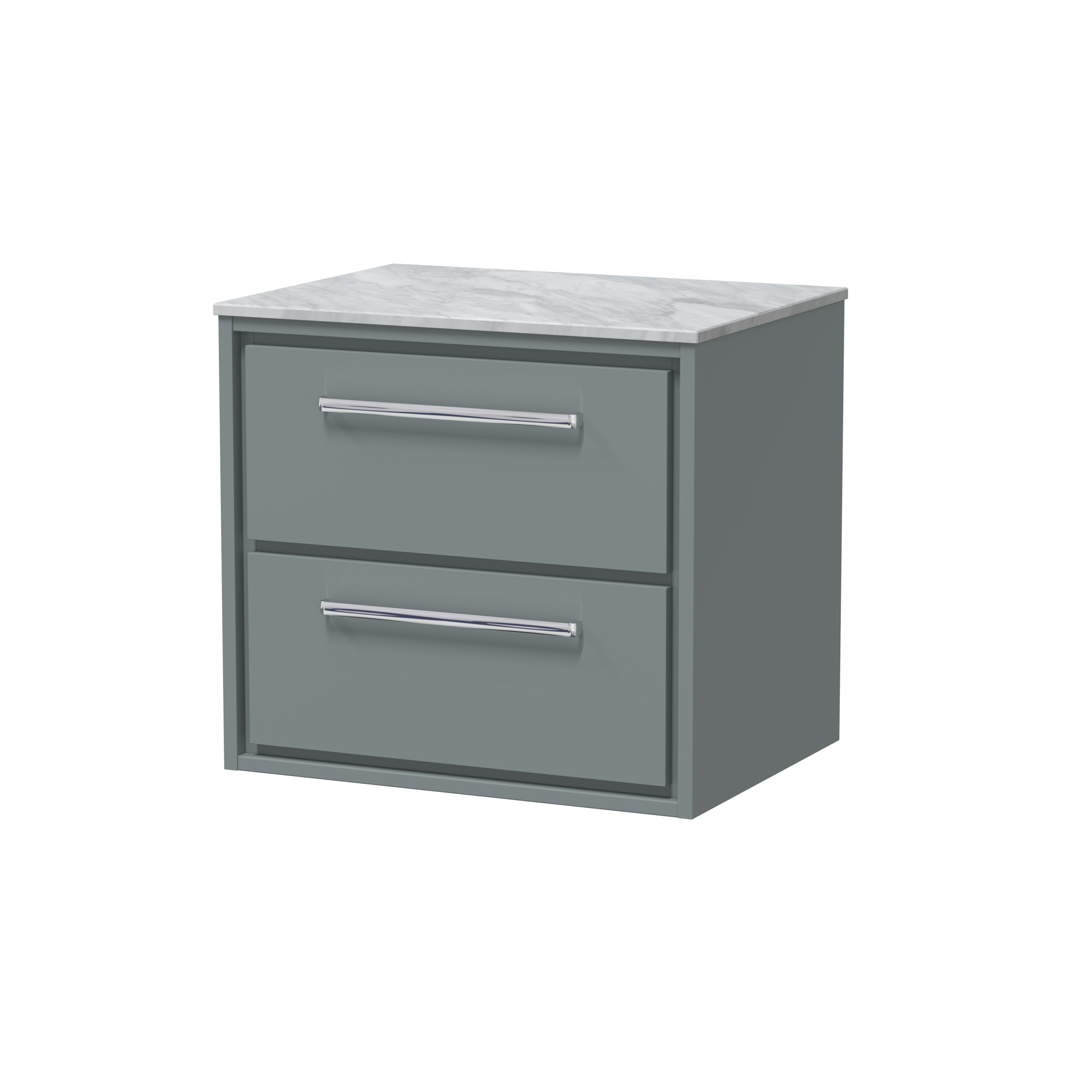 Hudson Reed Lille Coastal Grey 600mm Wall Hung 2 Drawer Vanity with Marble Worktop LIL2324GMT