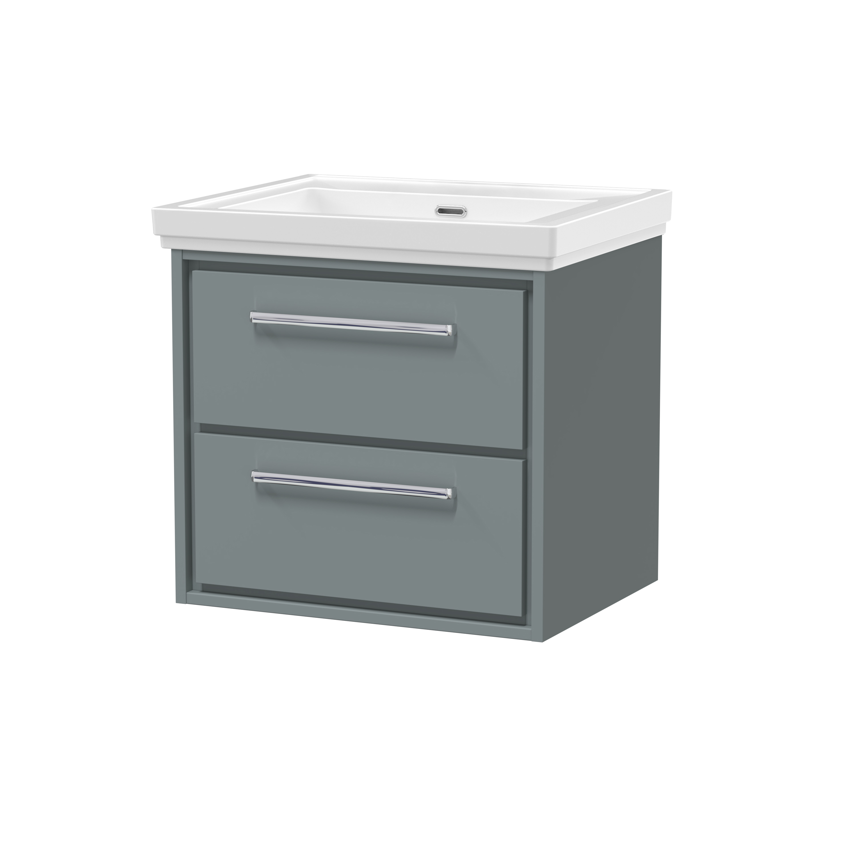 Hudson Reed Lille Coastal Grey 600mm Wall Hung 2 Drawer Vanity with Basin 0 Tap Hole LIL2324H