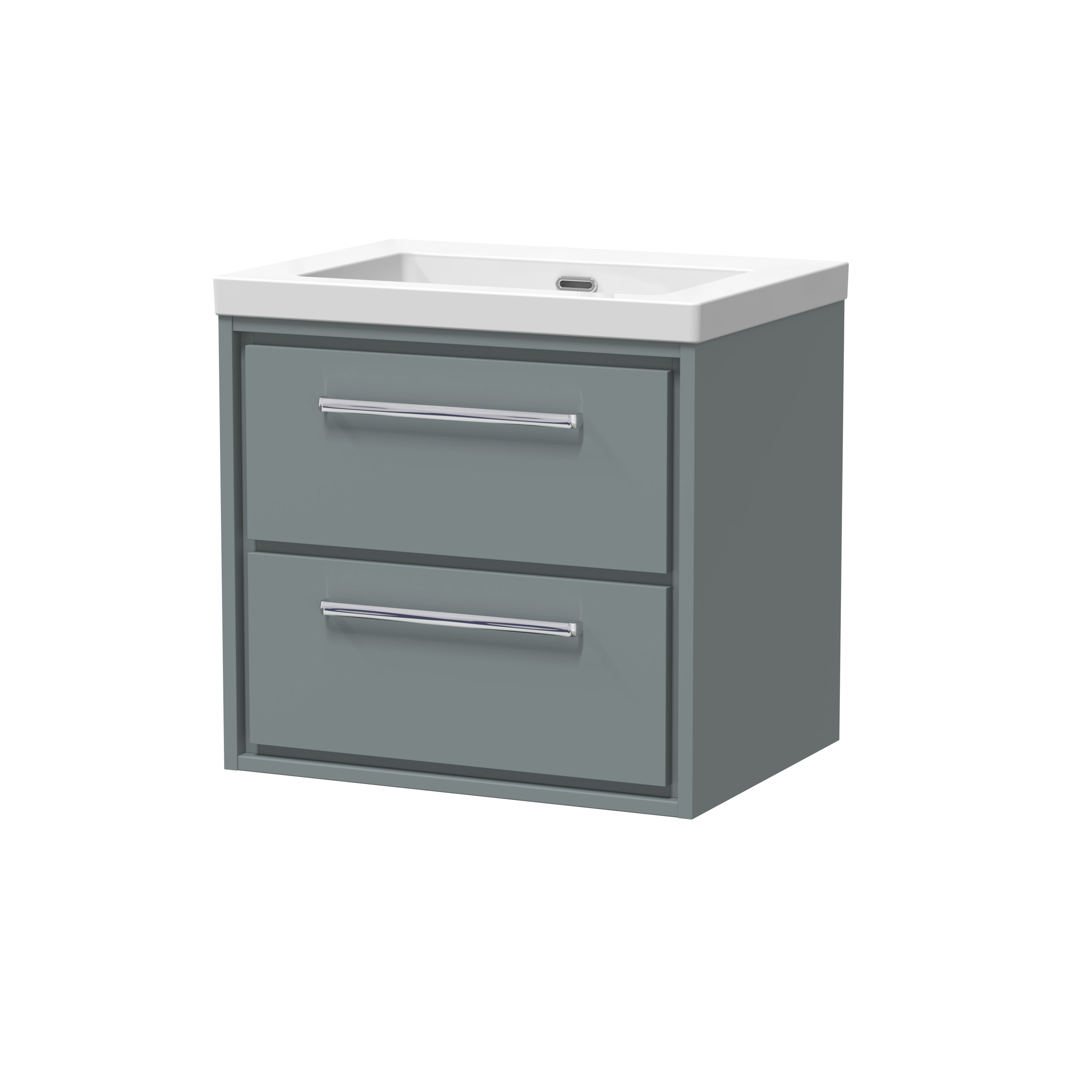 Hudson Reed Lille Coastal Grey 600mm Wall Hung 2 Drawer Vanity with Basin 0 Tap Hole LIL2324K