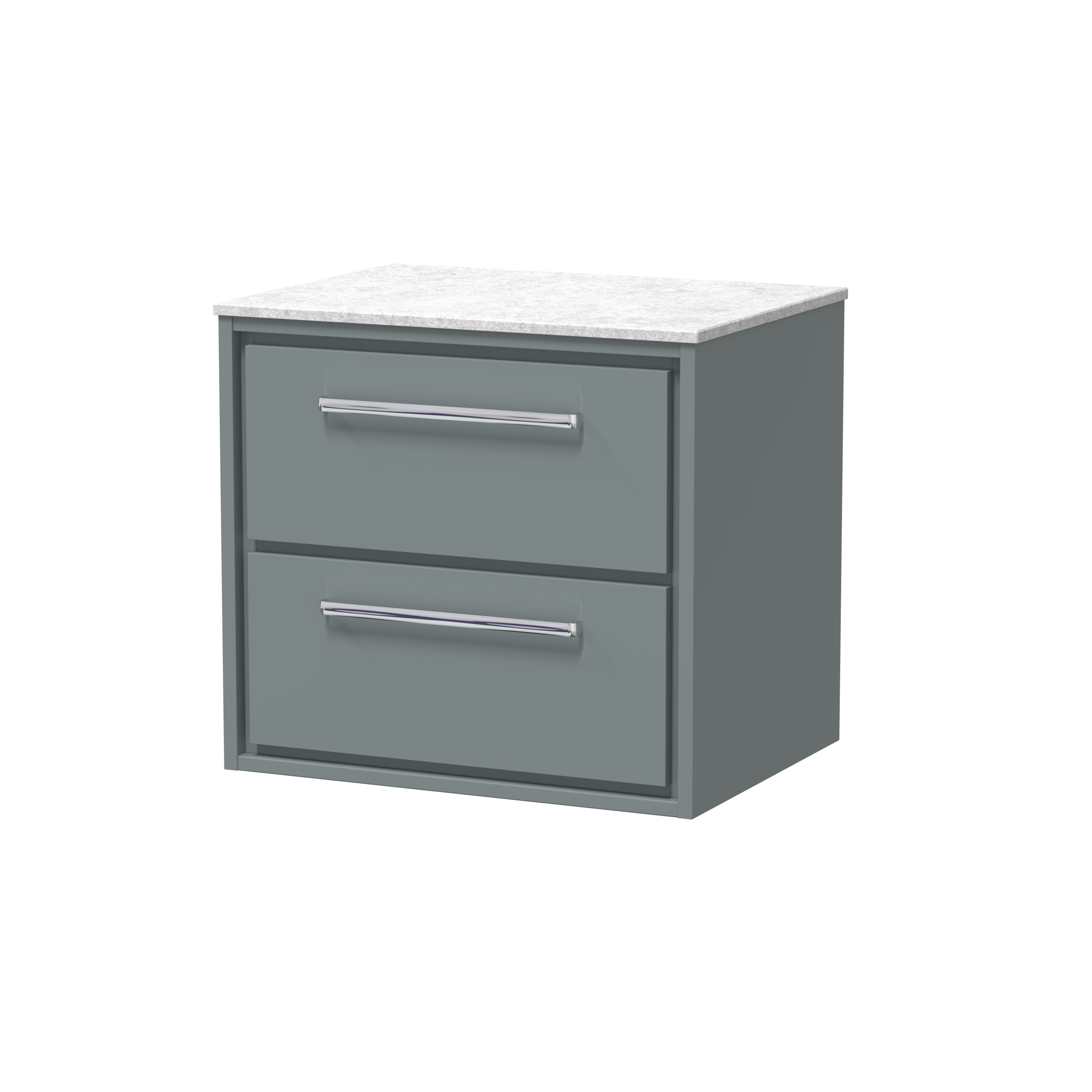 Hudson Reed Lille Coastal Grey 600mm Wall Hung 2 Drawer Vanity with Marble Worktop LIL2324WMT