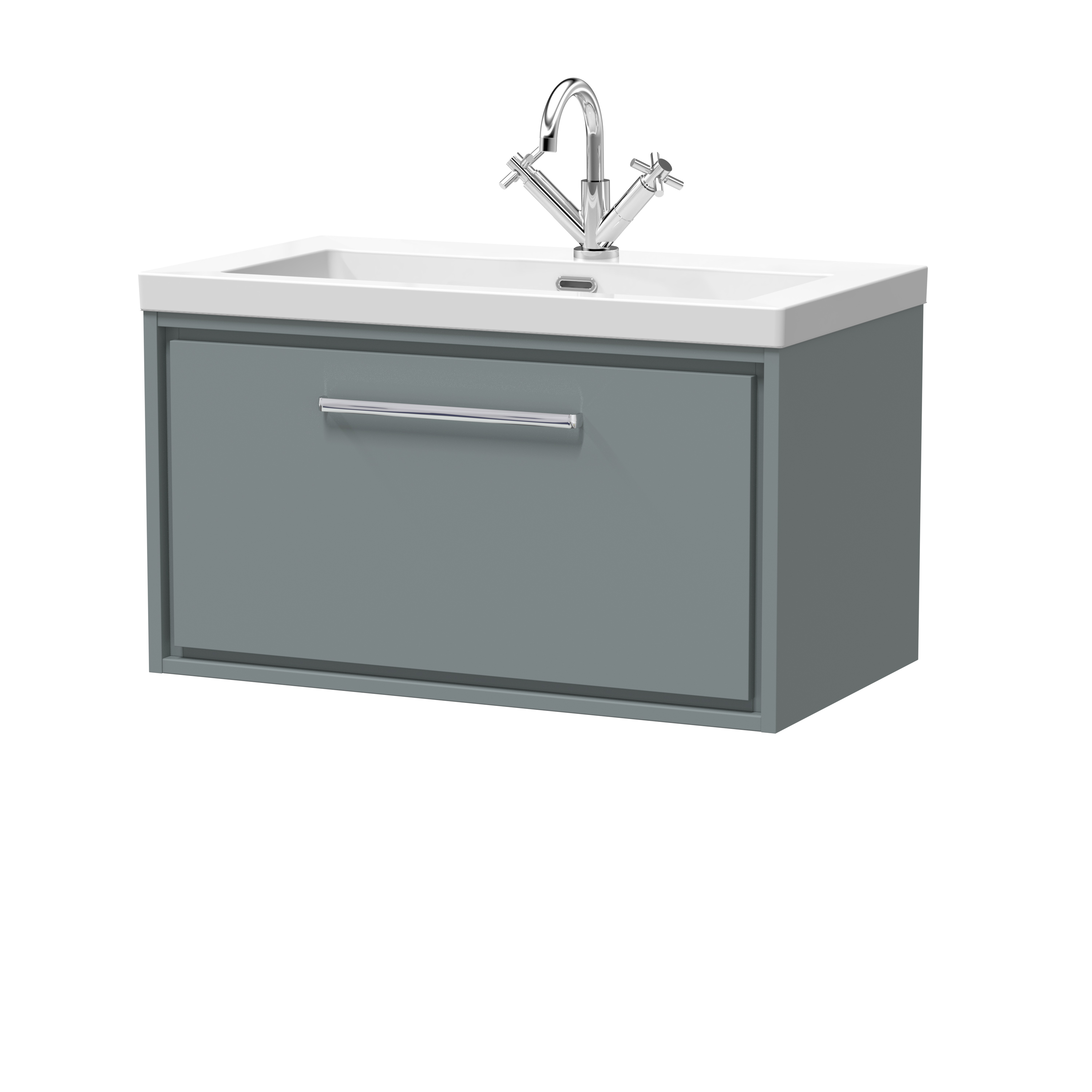 Hudson Reed Lille Coastal Grey 800mm Wall Hung Single Drawer Vanity with Basin 1 Tap Hole LIL2325L
