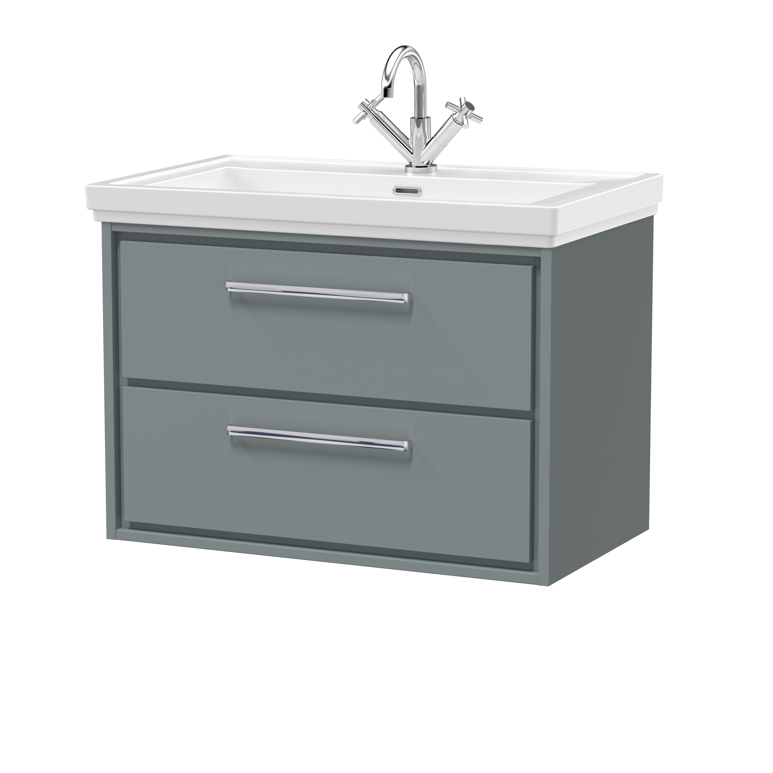 Hudson Reed Lille Coastal Grey 800mm Wall Hung 2 Drawer Vanity with Basin 1 Tap Hole LIL2326A