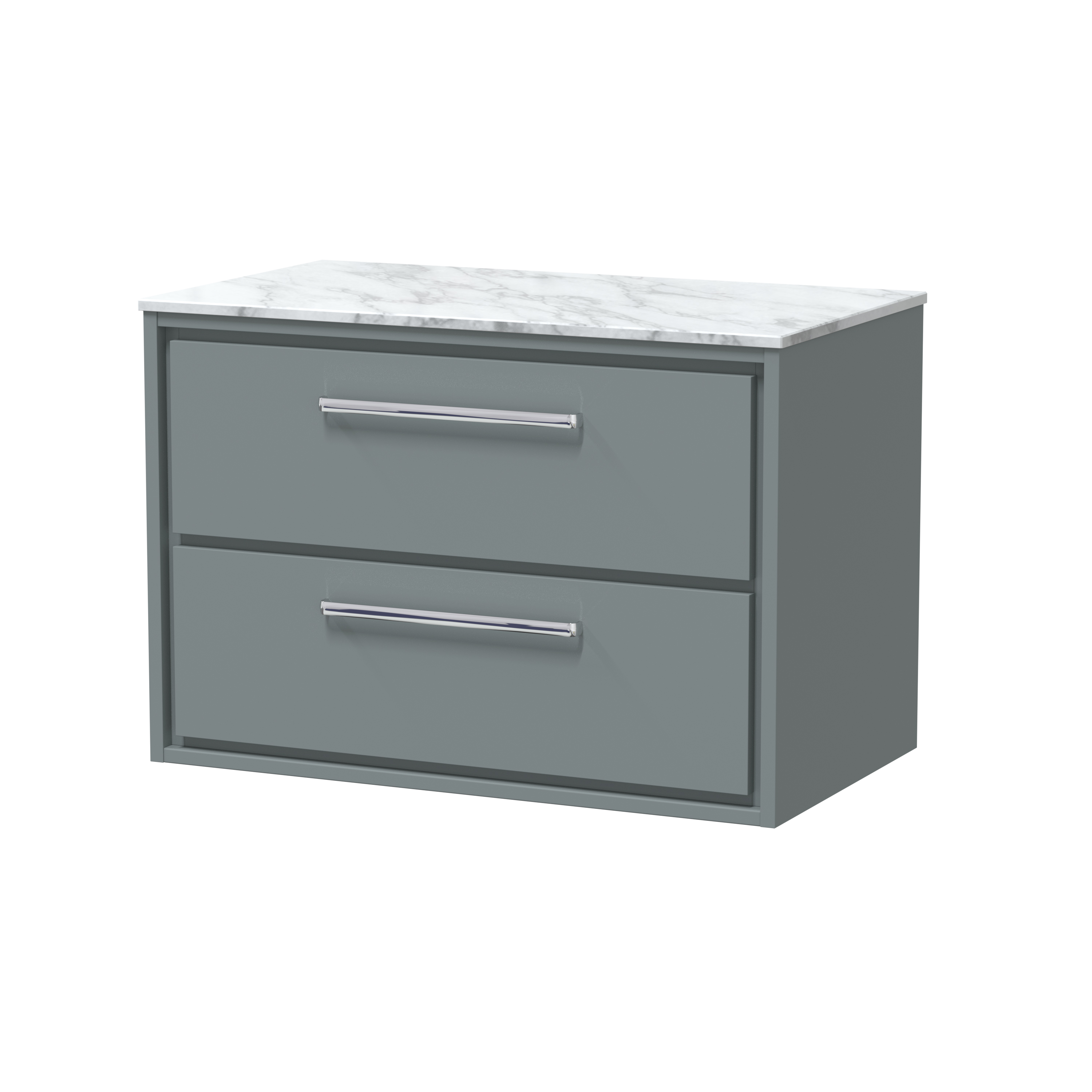 Hudson Reed Lille Coastal Grey 800mm Wall Hung 2 Drawer Vanity with Marble Worktop LIL2326CMT