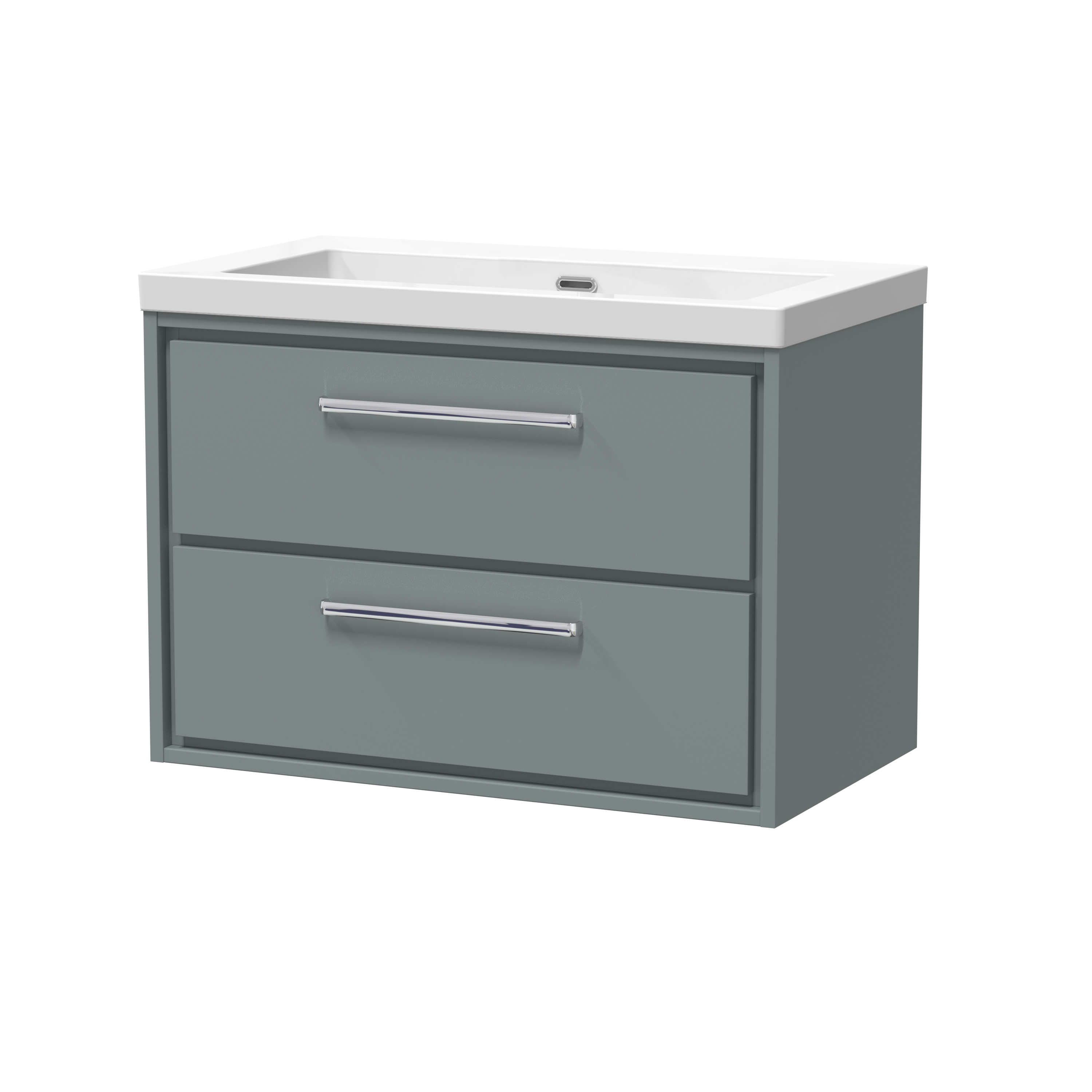 Hudson Reed Lille Coastal Grey 800mm Wall Hung 2 Drawer Vanity with Basin 0 Tap Hole LIL2326K