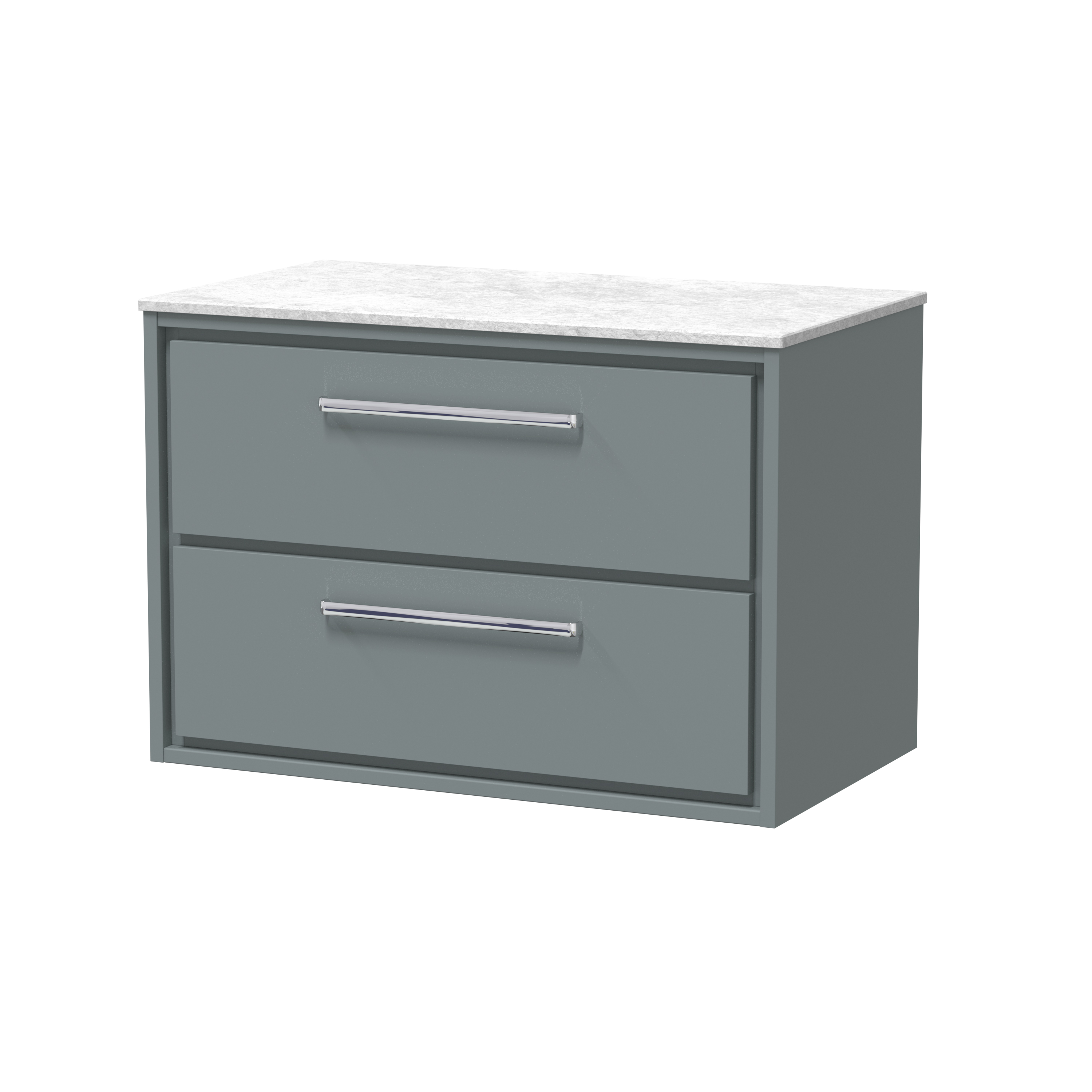 Hudson Reed Lille Coastal Grey 800mm Wall Hung 2 Drawer Vanity with Marble Worktop LIL2326WMT