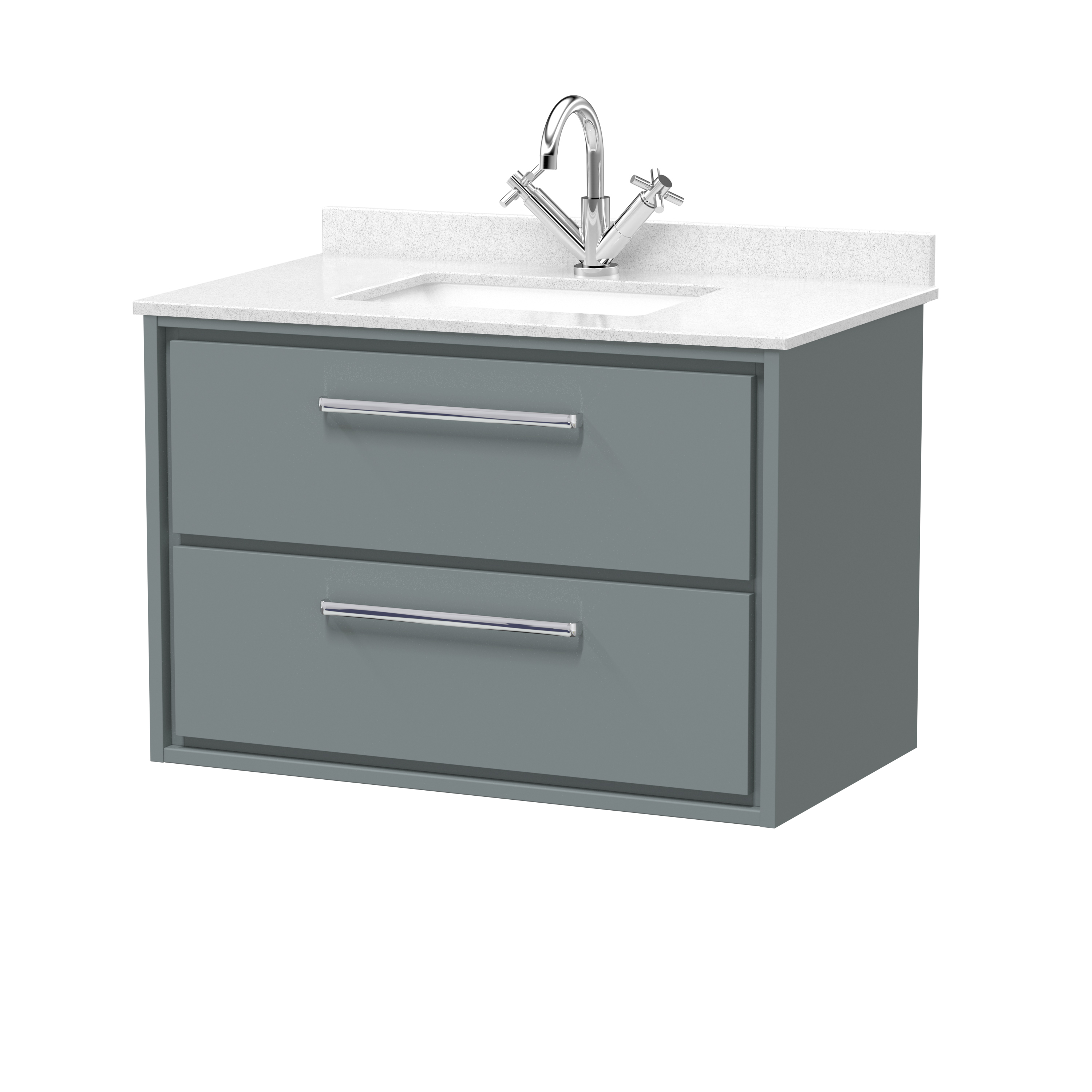 Hudson Reed Lille Coastal Grey 800mm Wall Hung 2 Drawer Vanity with Marble Worktop Basin LIL2326WS1