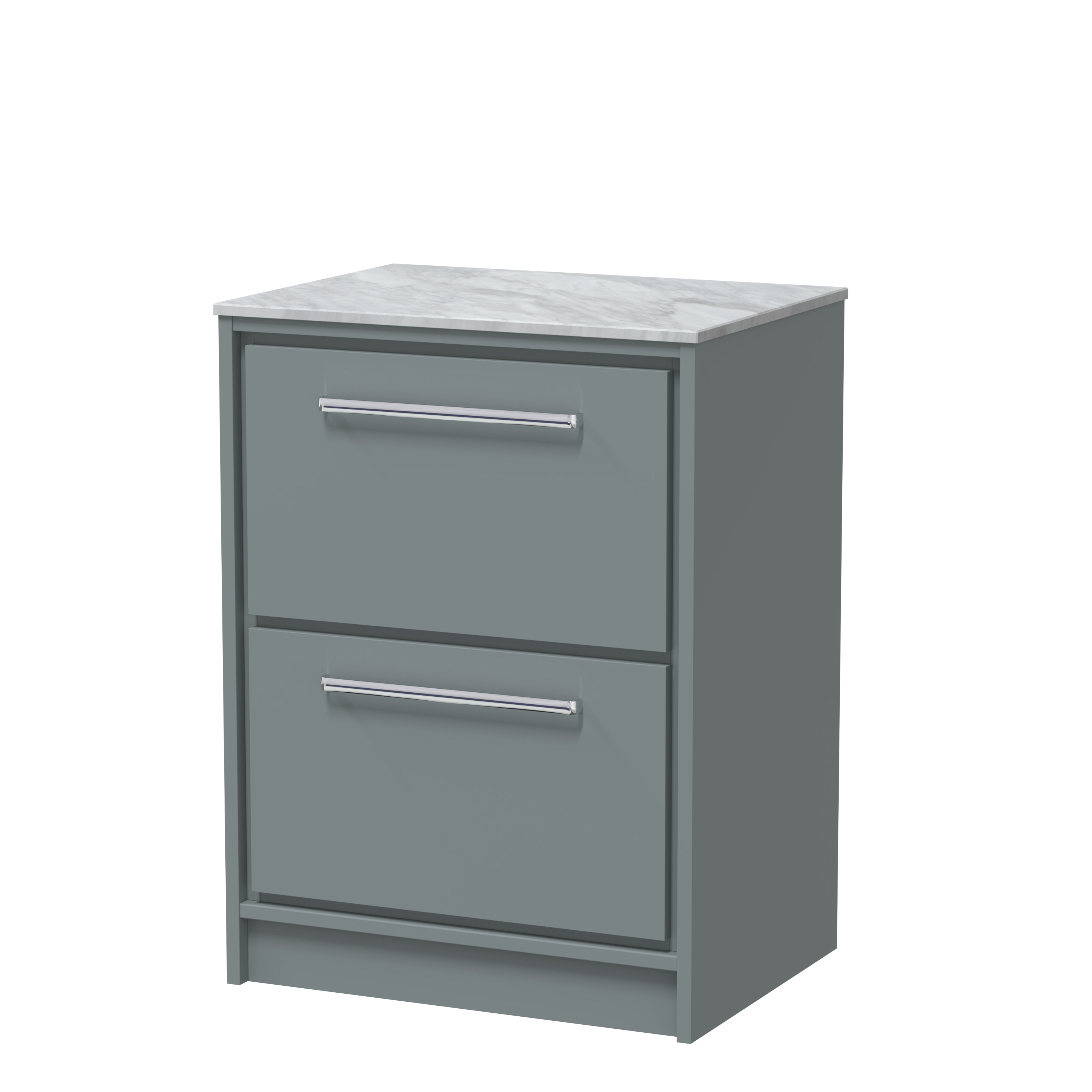 Hudson Reed Lille Coastal Grey 600mm Floor Standing 2 Drawer Vanity with Marble Worktop LIL2333GMT