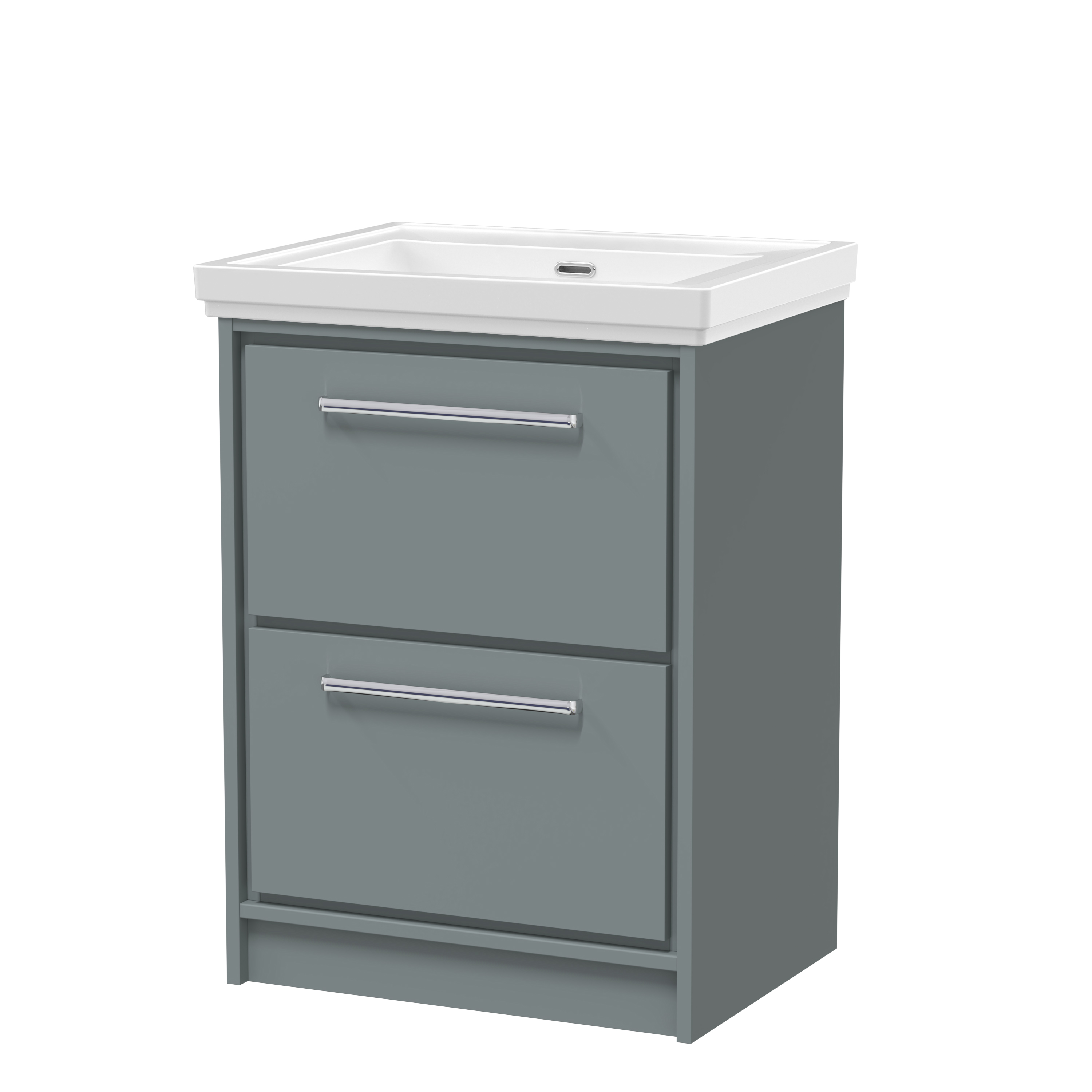 Hudson Reed Lille Coastal Grey 600mm Floor Standing 2 Drawer Vanity with Basin 0 Tap Hole LIL2333H