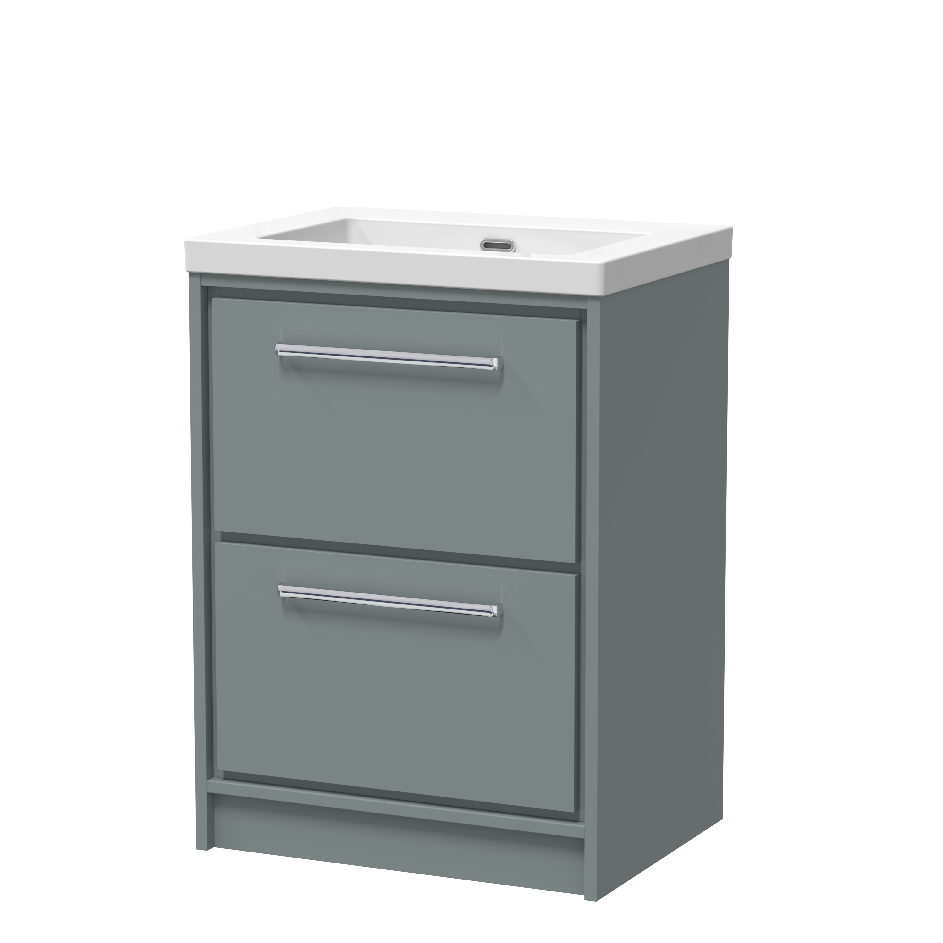 Hudson Reed Lille Coastal Grey 600mm Floor Standing 2 Drawer Vanity with Basin 0 Tap Hole LIL2333K