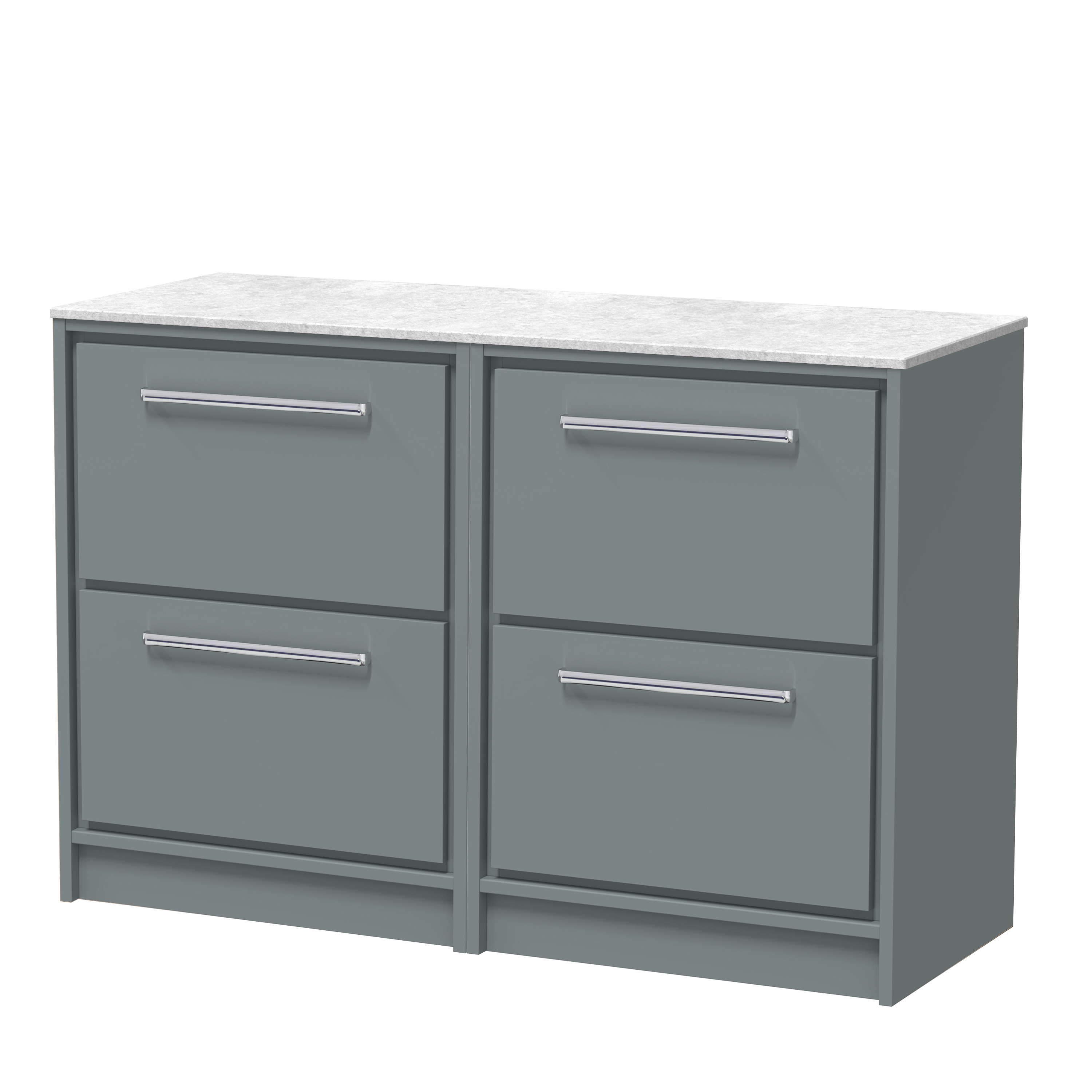 Hudson Reed Lille Coastal Grey 1200mm Floor Standing 4 Drawer Vanity with Marble Worktop LIL2333WMT2