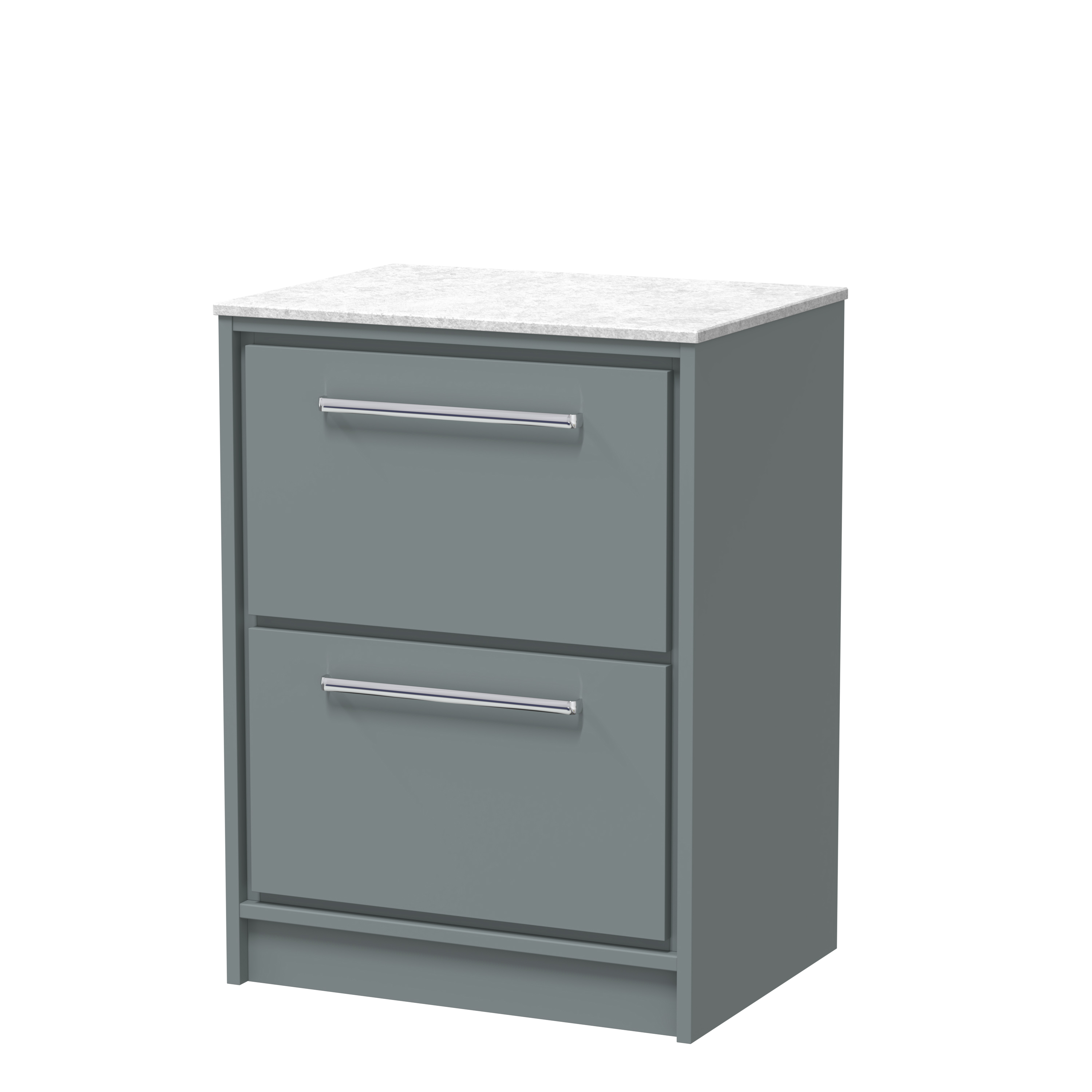 Hudson Reed Lille Coastal Grey 600mm Floor Standing 2 Drawer Vanity with Marble Worktop LIL2333WMT