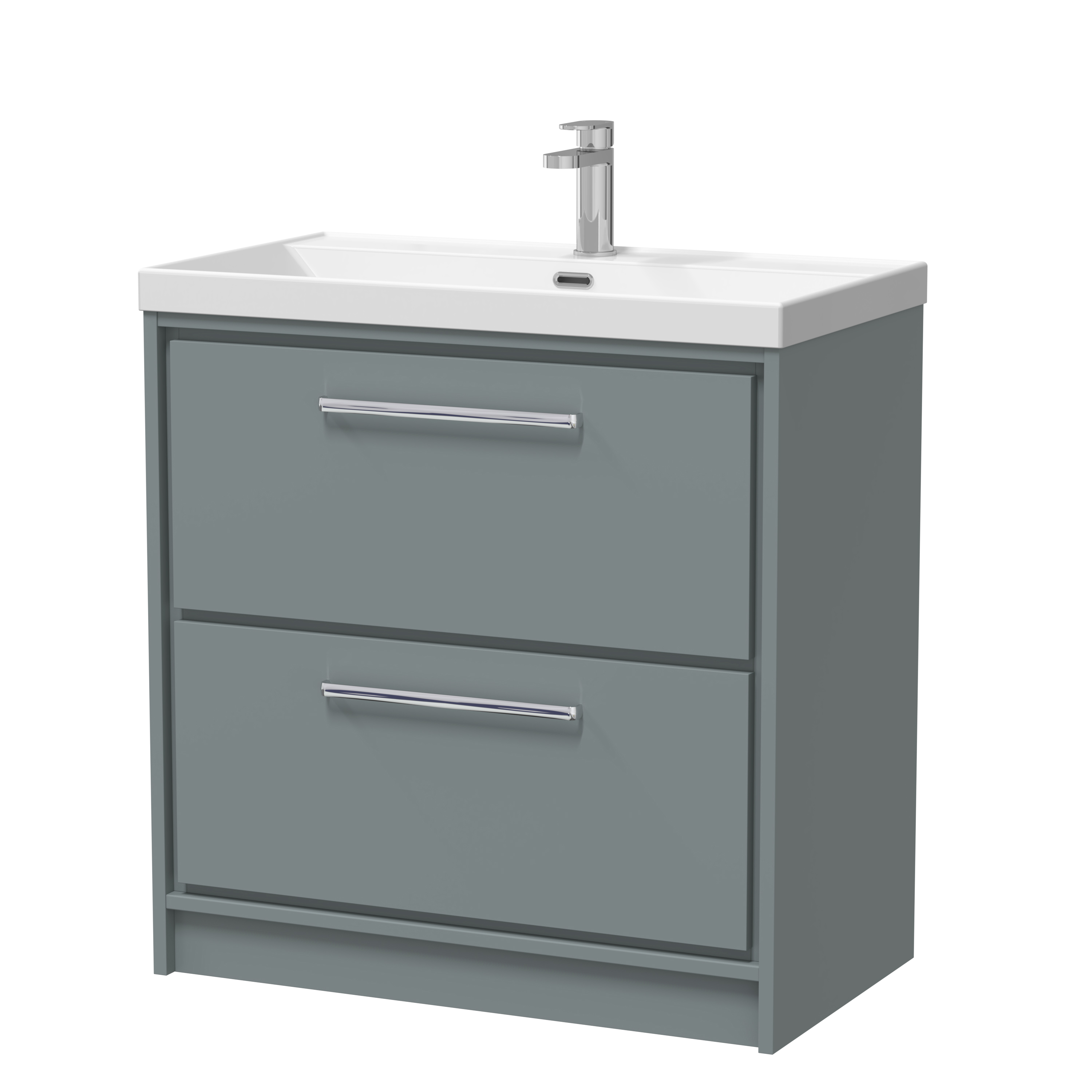 Hudson Reed Lille Coastal Grey 800mm Floor Standing 2 Drawer Vanity with Basin 1 Tap Hole LIL2335E