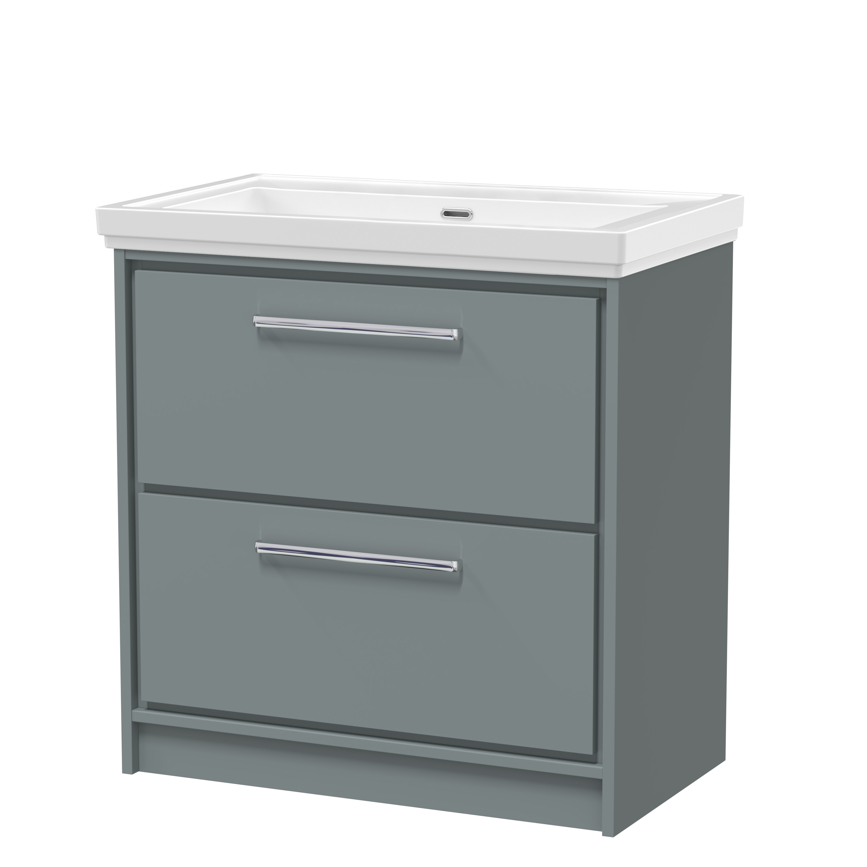 Hudson Reed Lille Coastal Grey 800mm Floor Standing 2 Drawer Vanity with Basin 0 Tap Hole LIL2335H