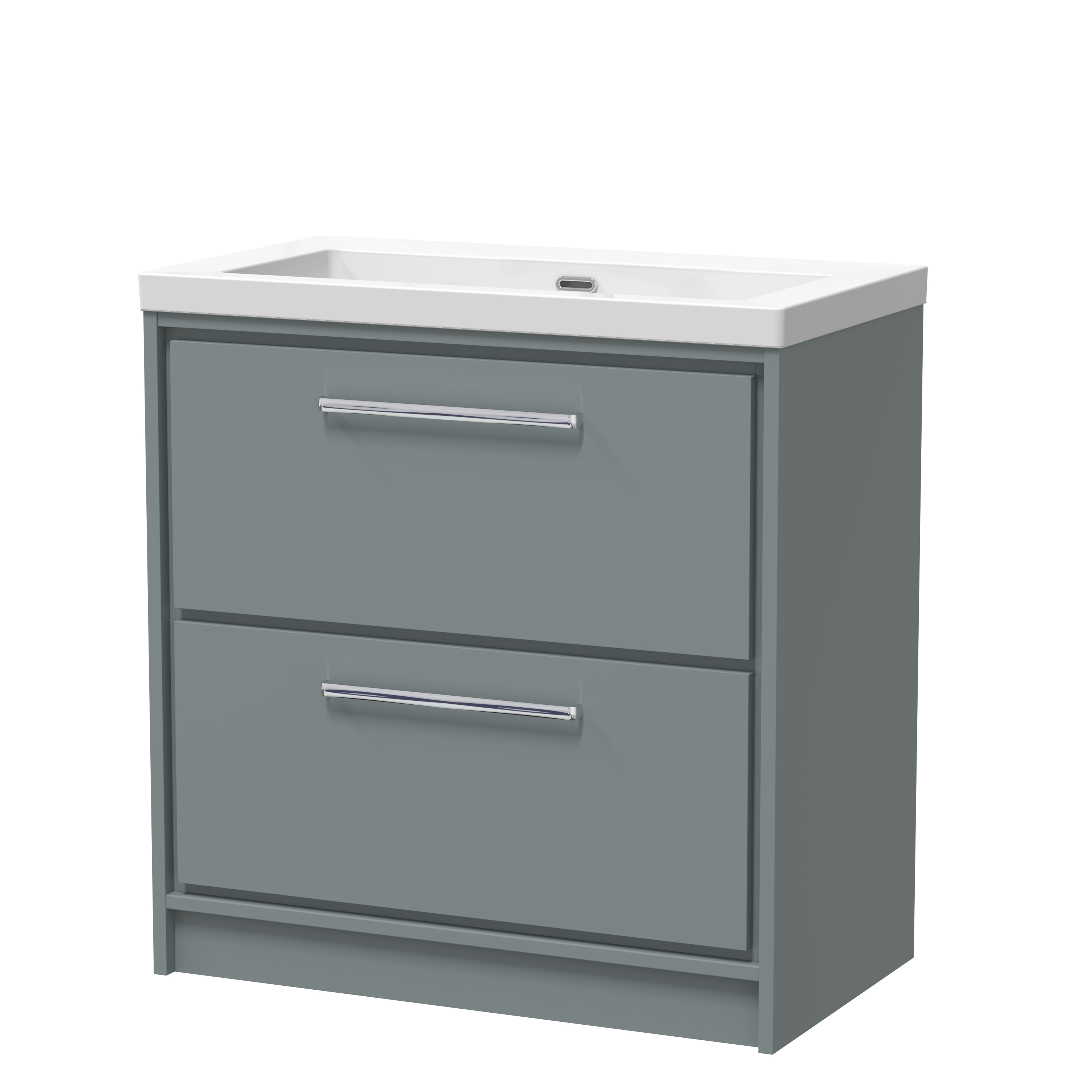 Hudson Reed Lille Coastal Grey 800mm Floor Standing 2 Drawer Vanity with Basin 0 Tap Hole LIL2335K