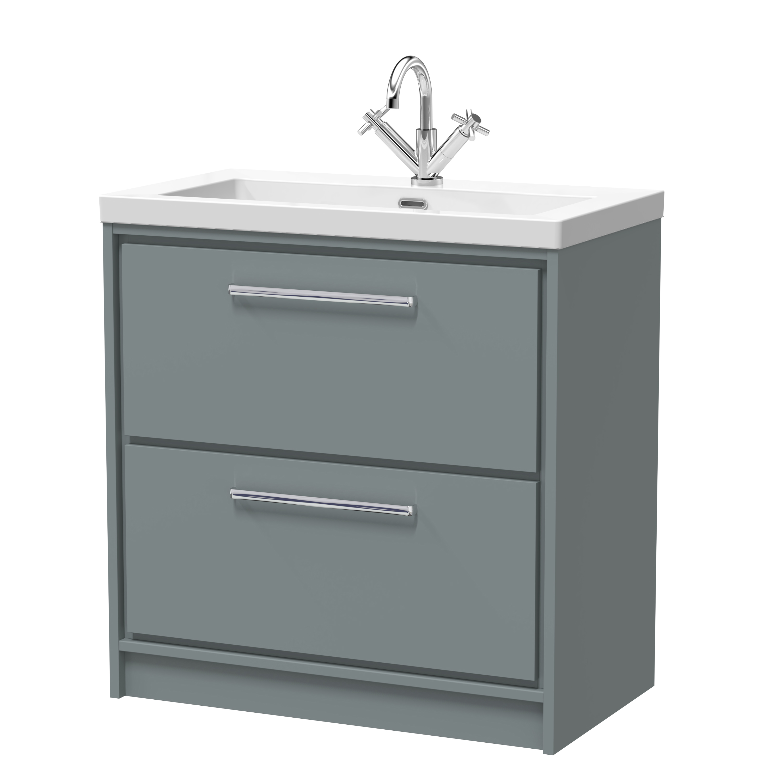 Hudson Reed Lille Coastal Grey 800mm Floor Standing 2 Drawer Vanity with Basin 1 Tap Hole LIL2335L