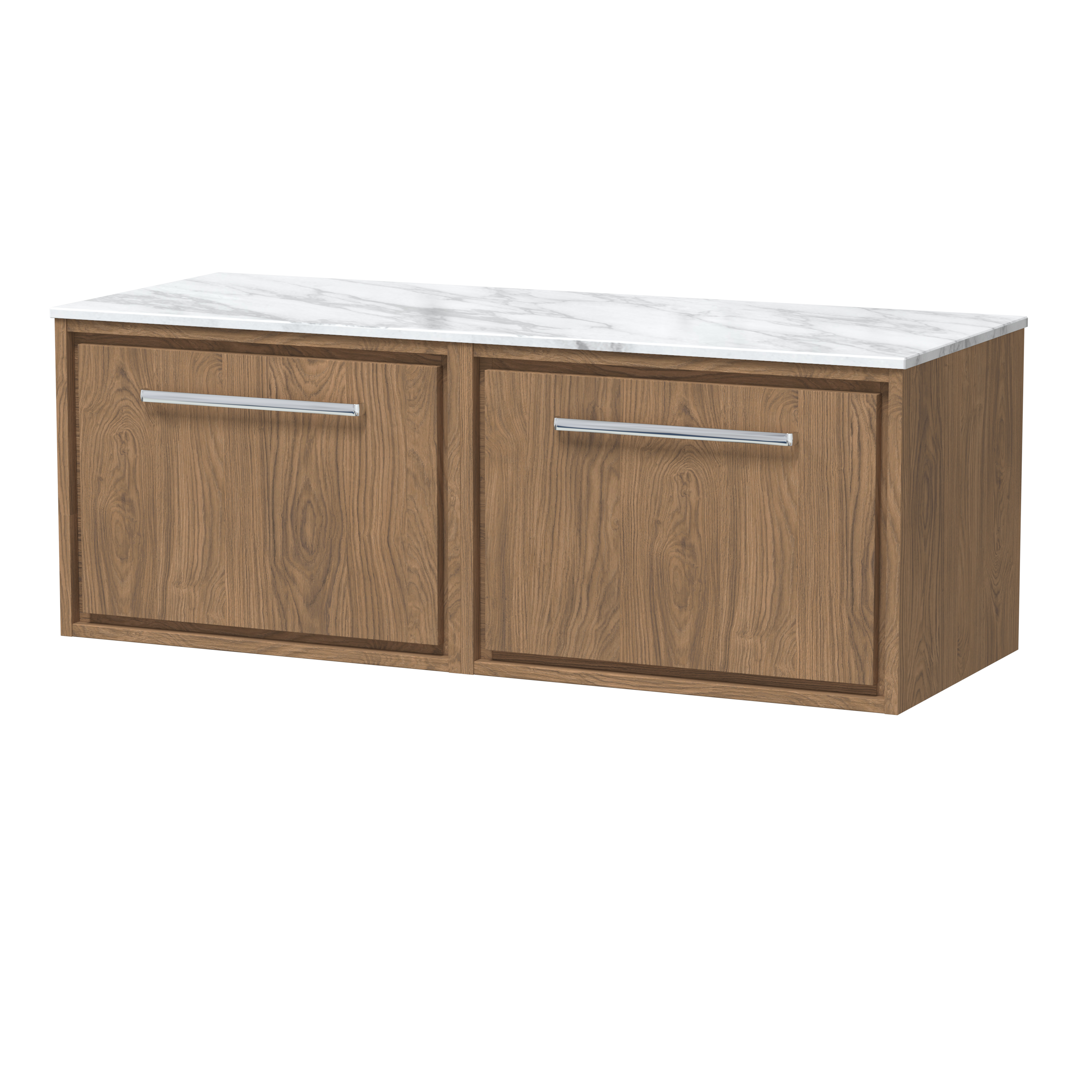 Hudson Reed Lille Antique Oak 1200mm Wall Hung Vanity with Marble Worktop LIL2722CMT2