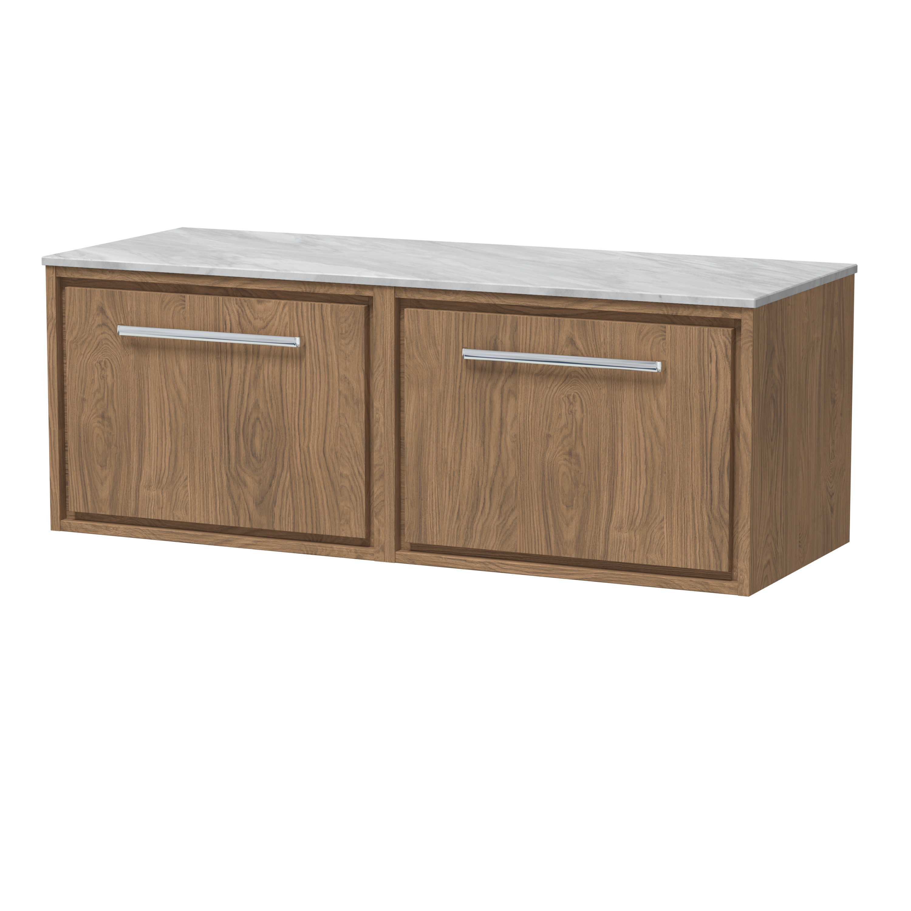 Hudson Reed Lille Antique Oak 1200mm Wall Hung Vanity with Marble Worktop LIL2722GMT2