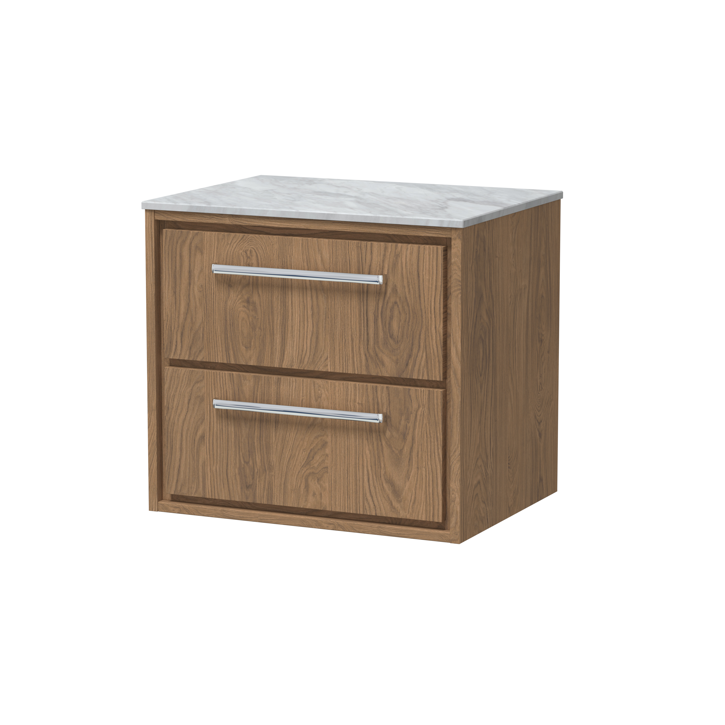 Hudson Reed Lille Antique Oak 600mm Wall Hung 2 Drawer Vanity with Marble Worktop LIL2724GMT