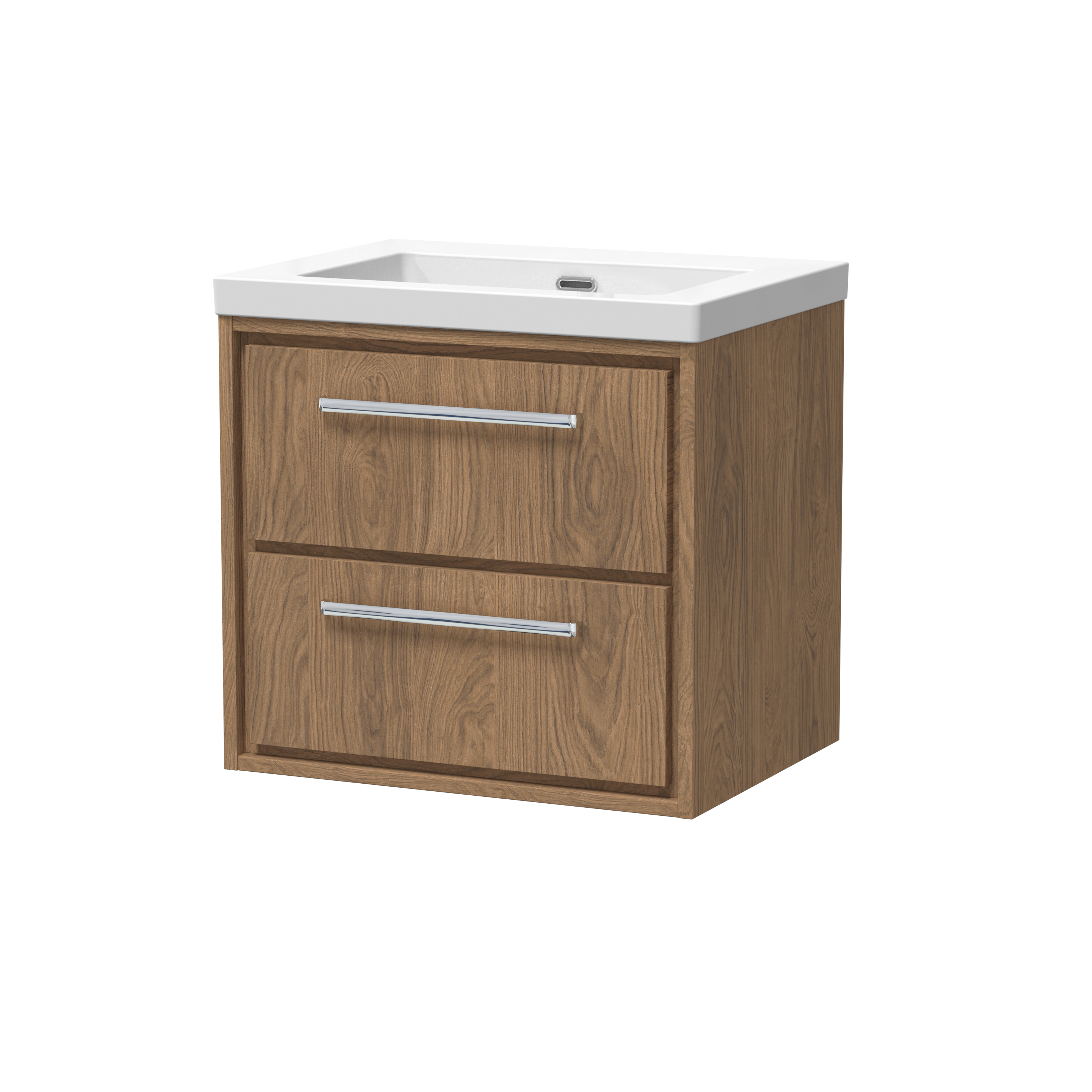 Hudson Reed Lille Antique Oak 600mm Wall Hung 2 Drawer Vanity with Basin 0 Tap Hole LIL2724K