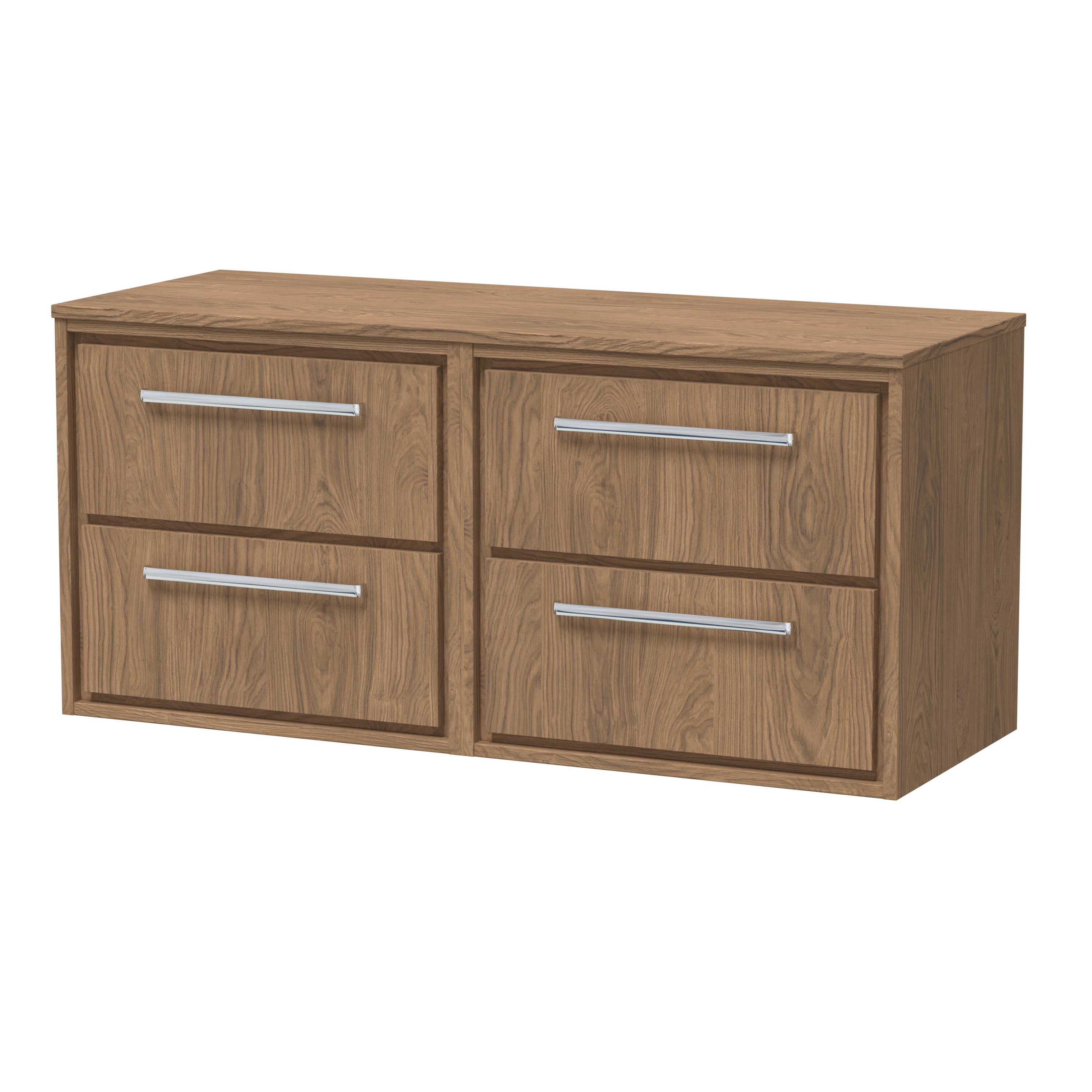 Hudson Reed Lille Antique Oak 1200mm Wall Hung 4 Drawer Vanity with Worktop LIL2724W2