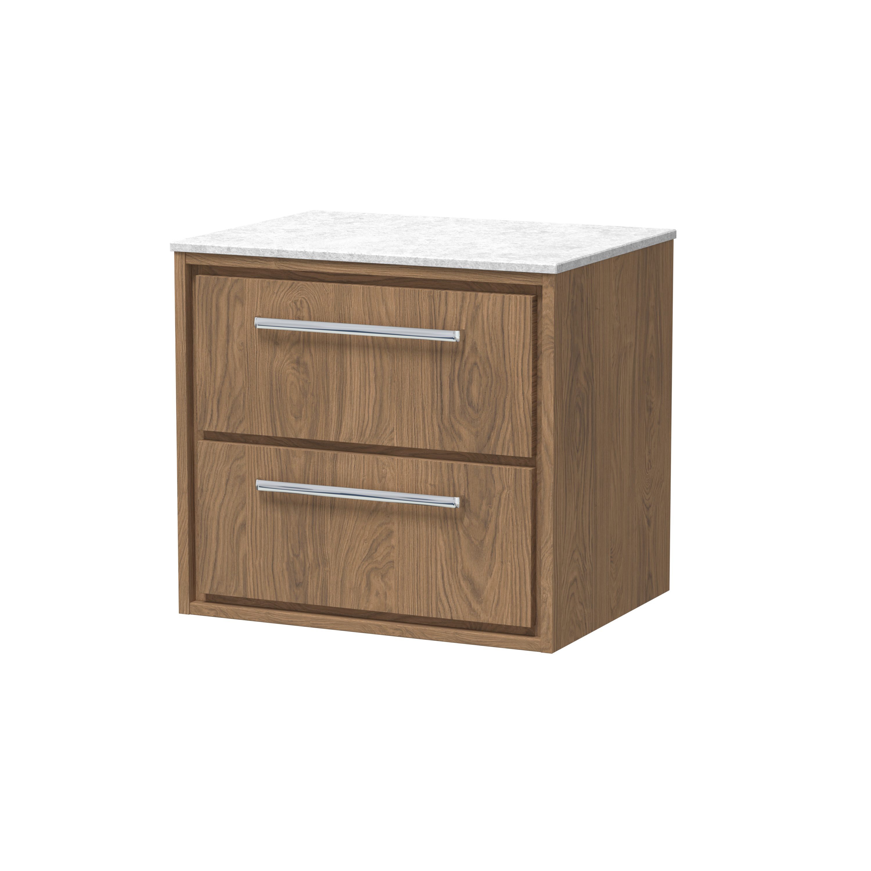 Hudson Reed Lille Antique Oak 600mm Wall Hung 2 Drawer Vanity with Marble Worktop LIL2724WMT