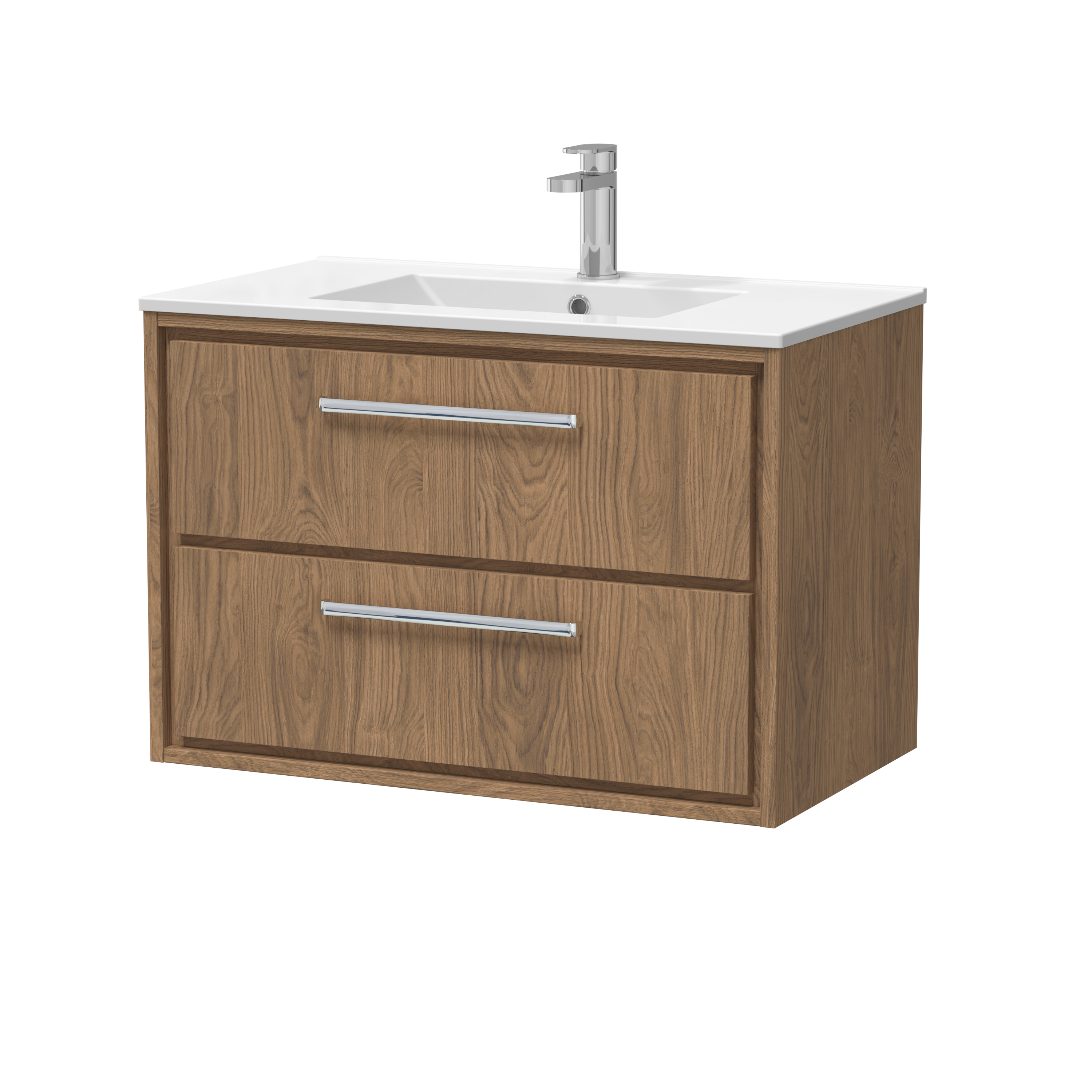 Hudson Reed Lille Antique Oak 800mm Wall Hung 2 Drawer Vanity with Basin 1 Tap Hole LIL2726C