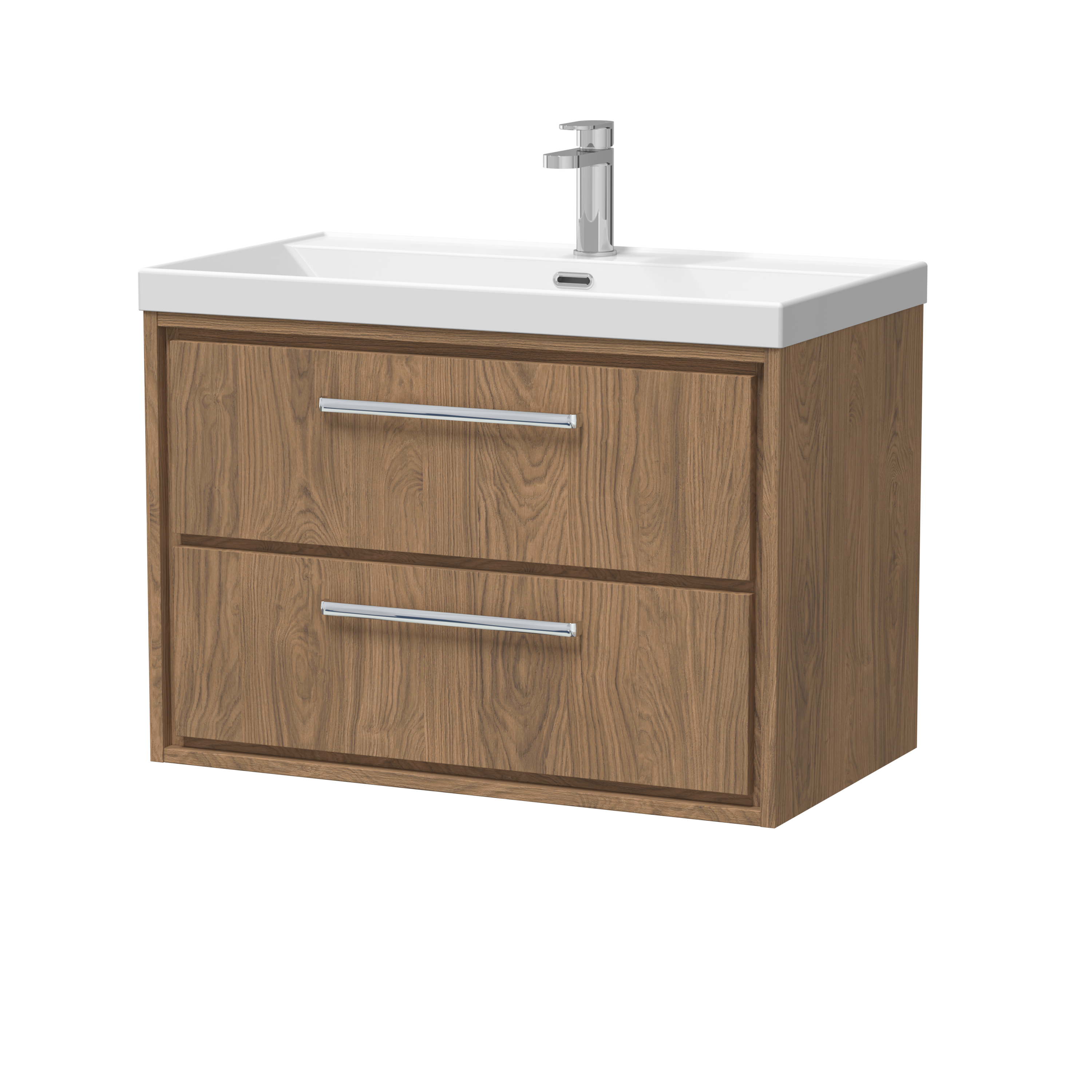 Hudson Reed Lille Antique Oak 800mm Wall Hung 2 Drawer Vanity with Basin 1 Tap Hole LIL2726E