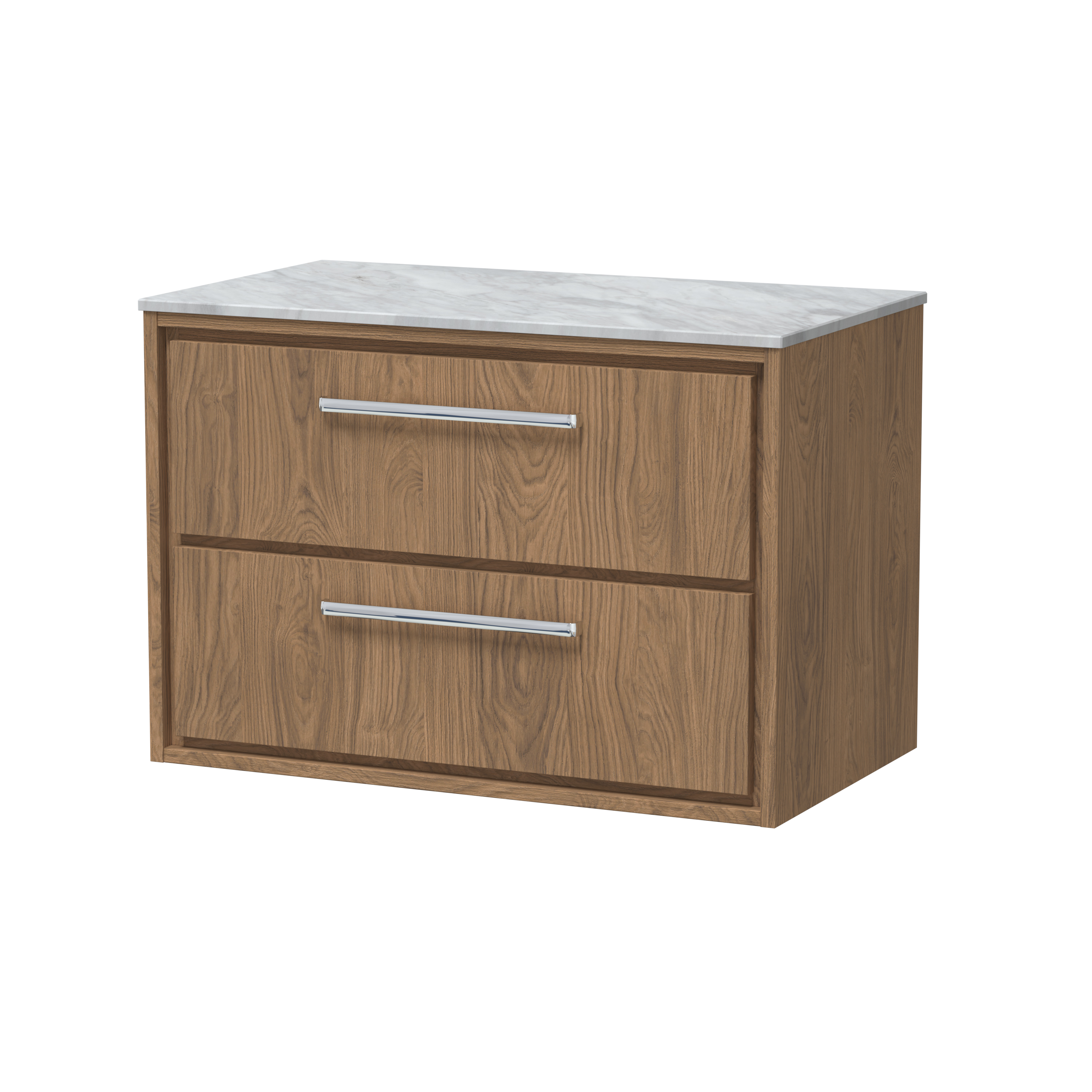 Hudson Reed Lille Antique Oak 800mm Wall Hung 2 Drawer Vanity with Marble Worktop LIL2726GMT