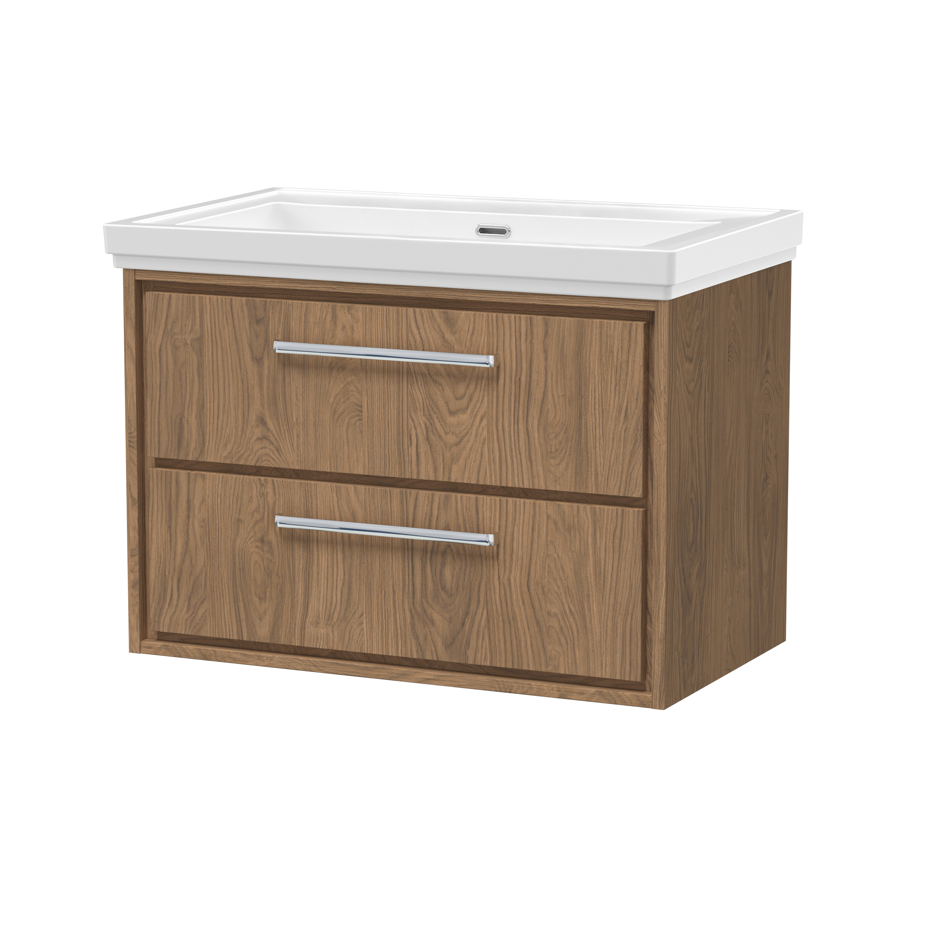 Hudson Reed Lille Antique Oak 800mm Wall Hung 2 Drawer Vanity with Basin 0 Tap Hole LIL2726H