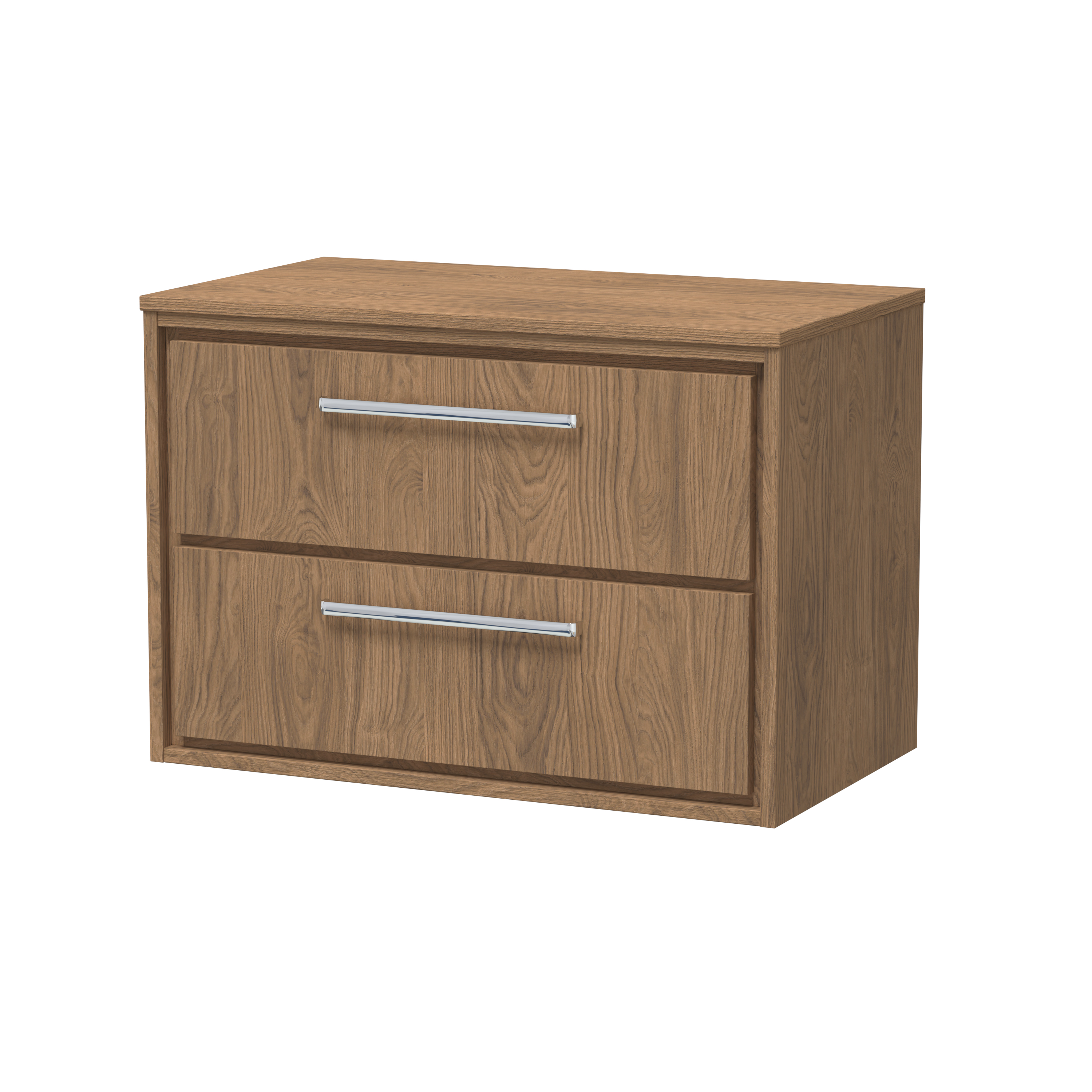 Hudson Reed Lille Antique Oak 800mm Wall Hung 2 Drawer Vanity with Worktop LIL2726W