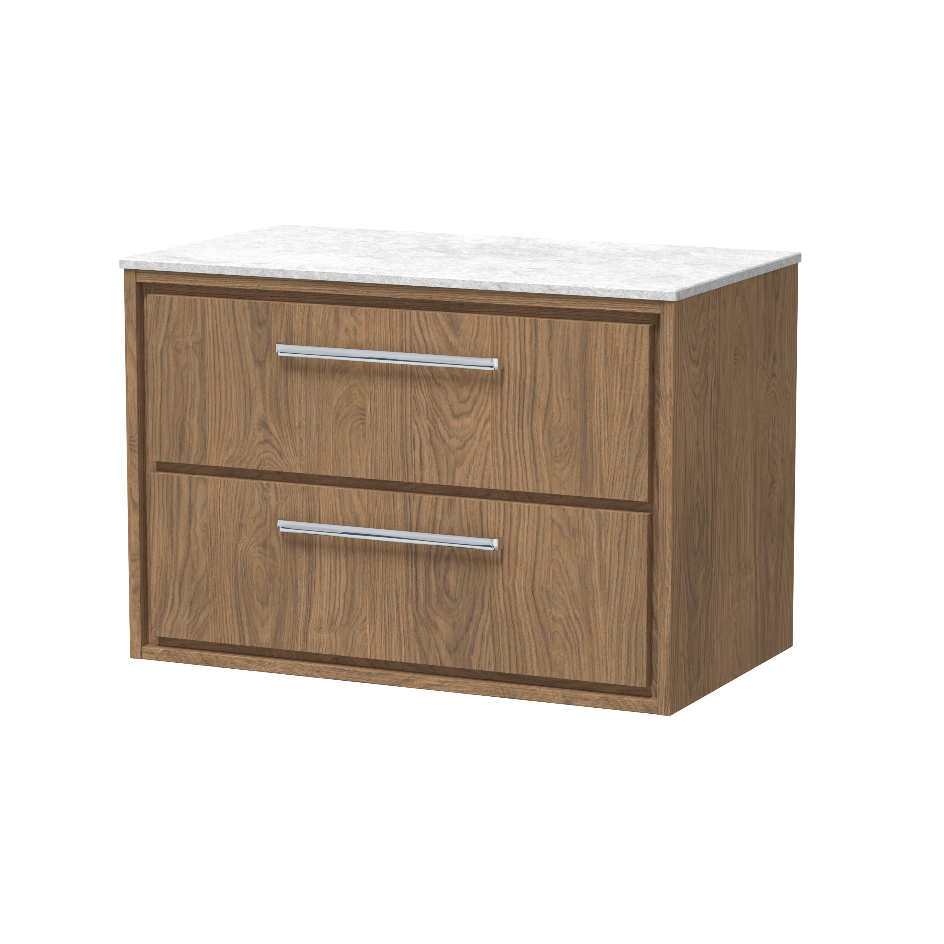 Hudson Reed Lille Antique Oak 800mm Wall Hung 2 Drawer Vanity with Marble Worktop LIL2726WMT