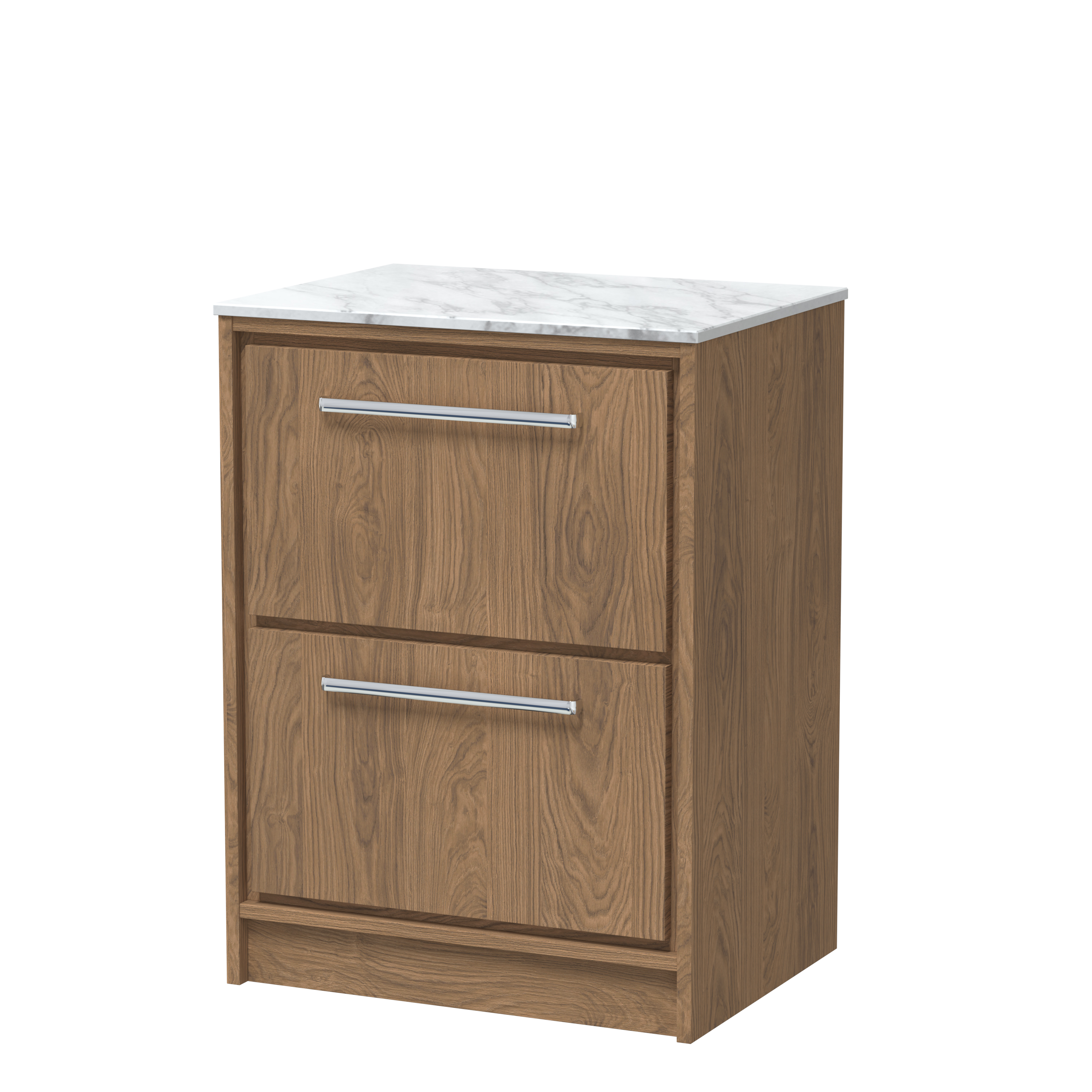 Hudson Reed Lille Antique Oak 600mm Floor Standing 2 Drawer Vanity with Marble Worktop LIL2733CMT