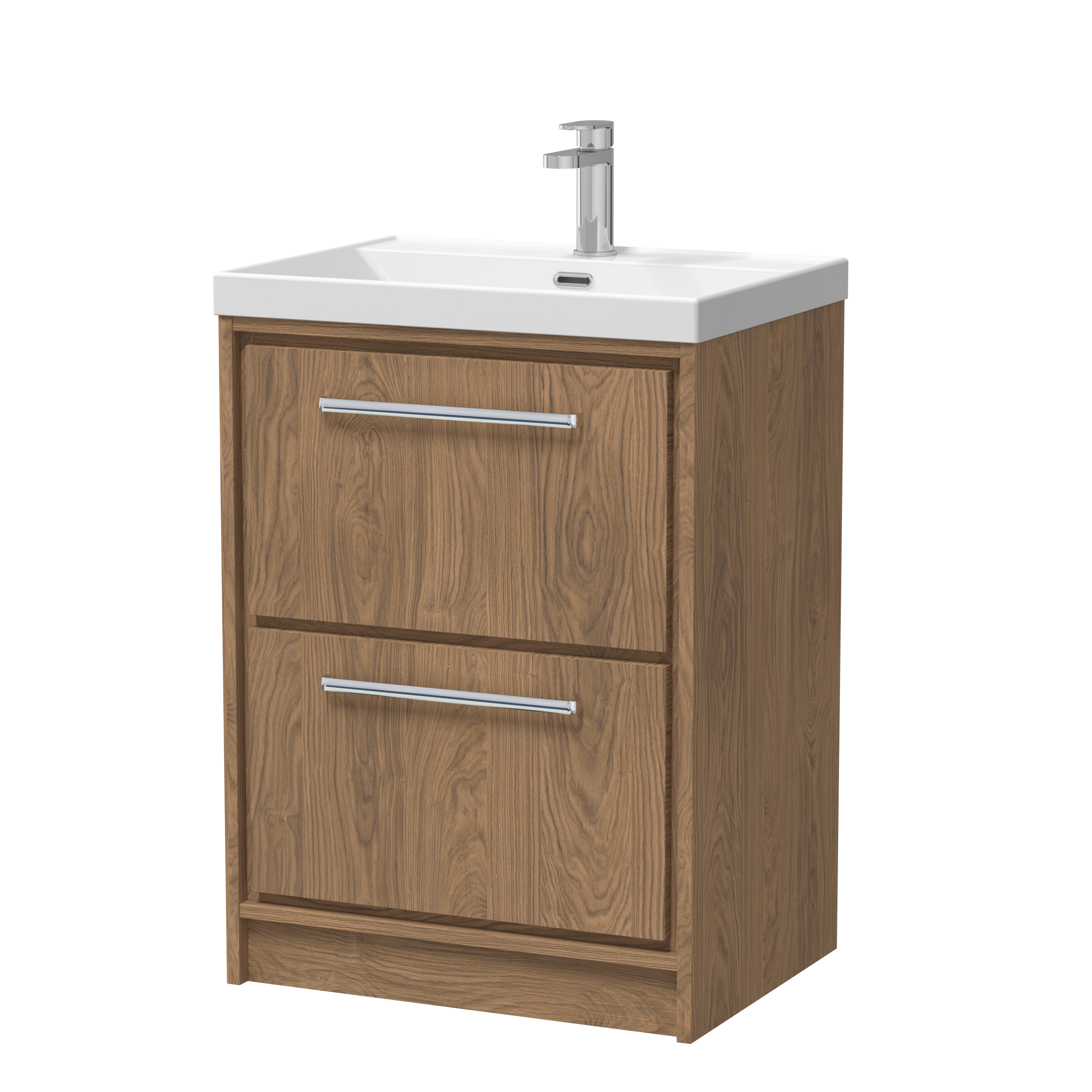Hudson Reed Lille Antique Oak 600mm Floor Standing 2 Drawer Vanity with Basin 1 Tap Hole LIL2733E