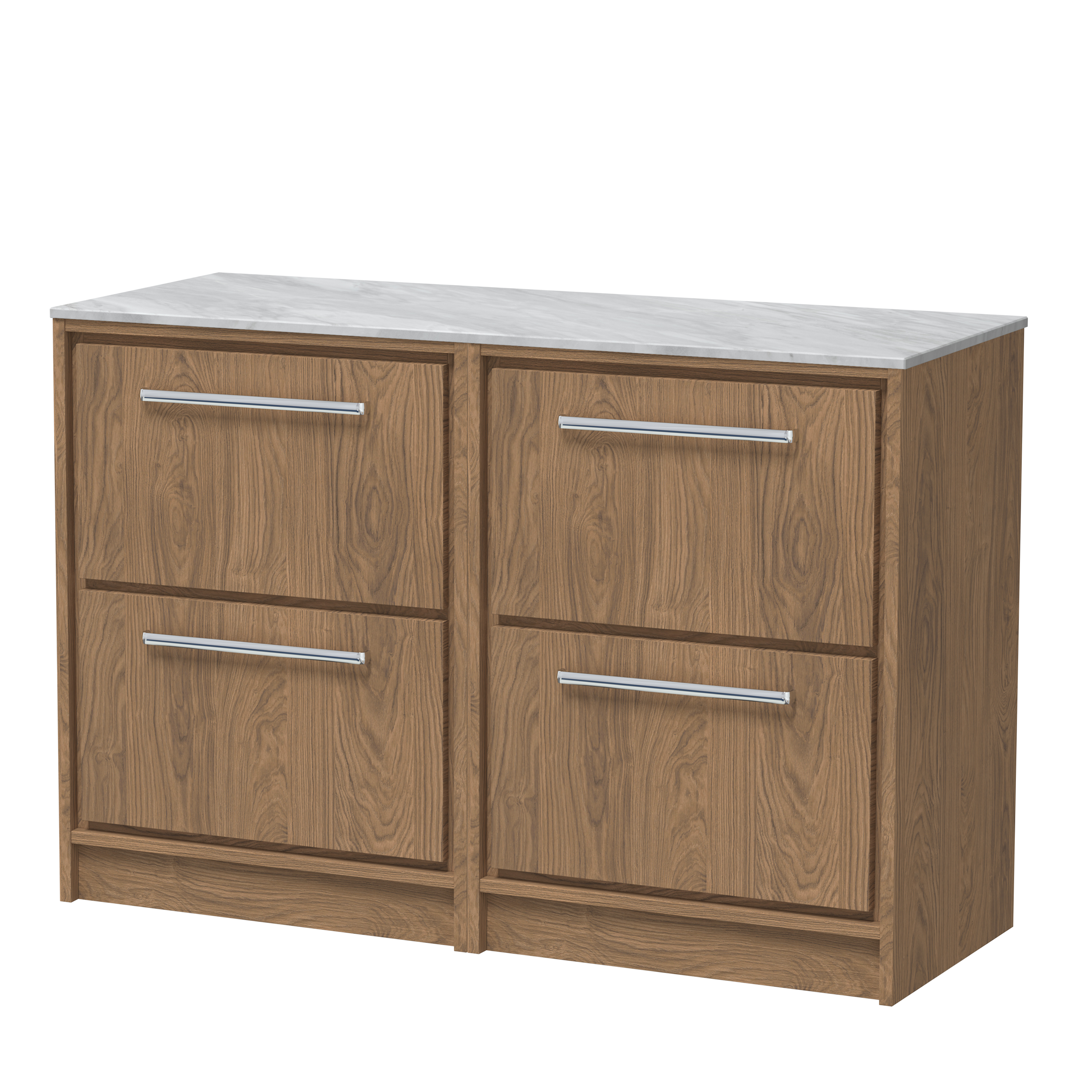 Hudson Reed Lille Antique Oak 1200mm Floor Standing 4 Drawer Vanity with Marble Worktop LIL2733GMT2