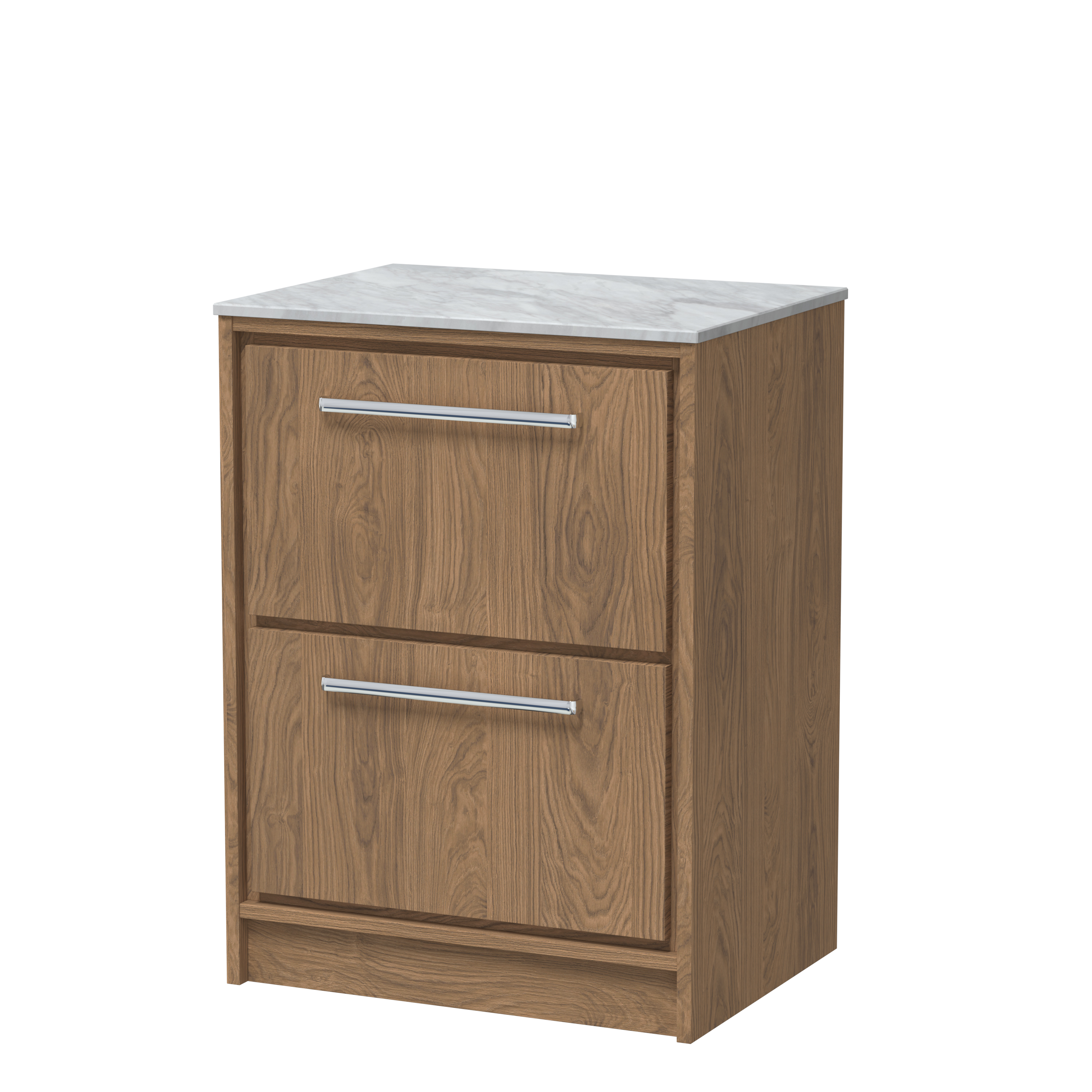 Hudson Reed Lille Antique Oak 600mm Floor Standing 2 Drawer Vanity with Marble Worktop LIL2733GMT