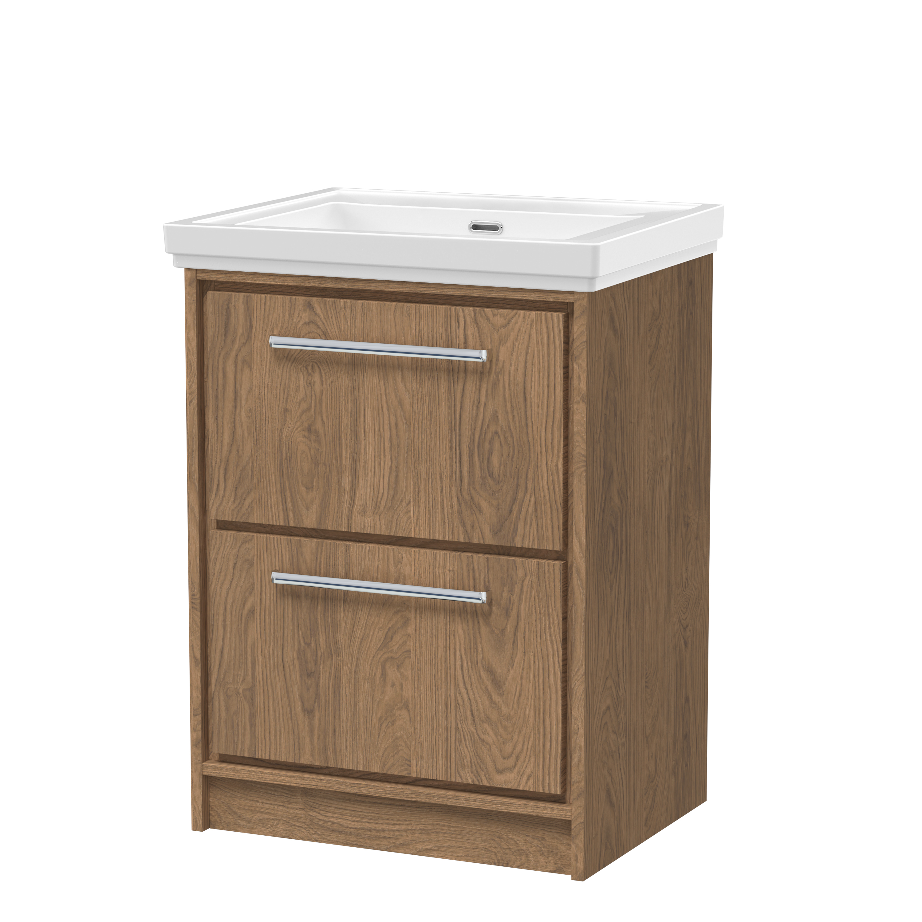 Hudson Reed Lille Antique Oak 600mm Floor Standing 2 Drawer Vanity with Basin 0 Tap Hole LIL2733H