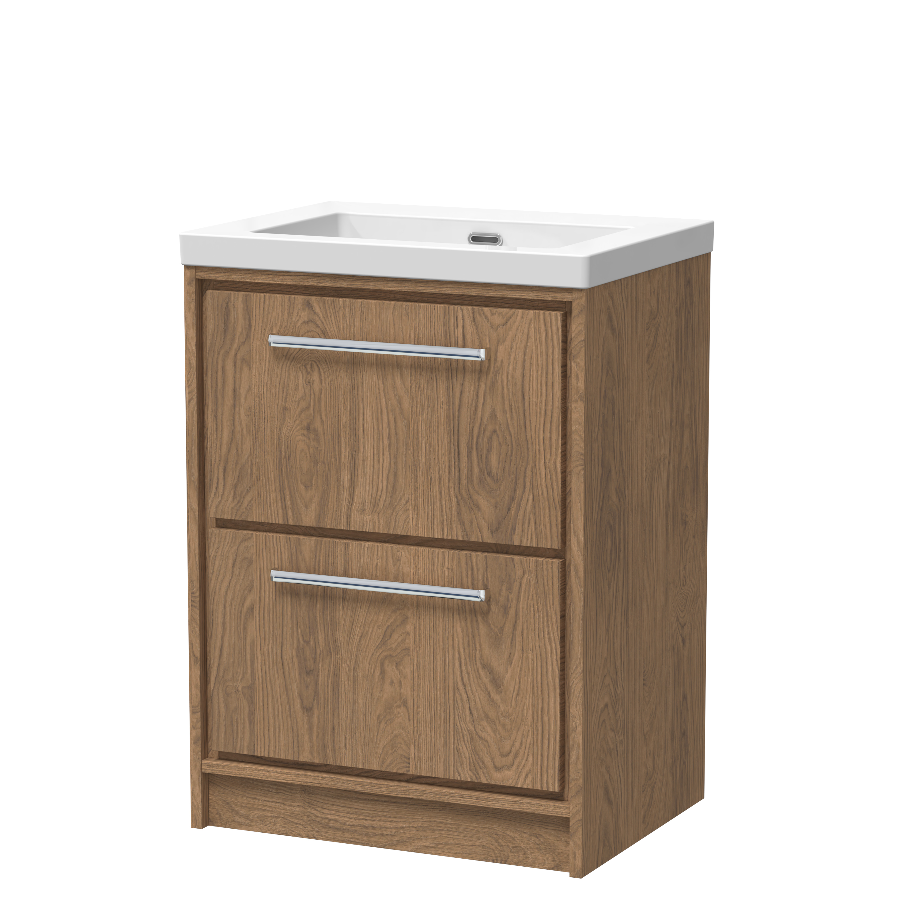 Hudson Reed Lille Antique Oak 600mm Floor Standing 2 Drawer Vanity with Basin 0 Tap Hole LIL2733K