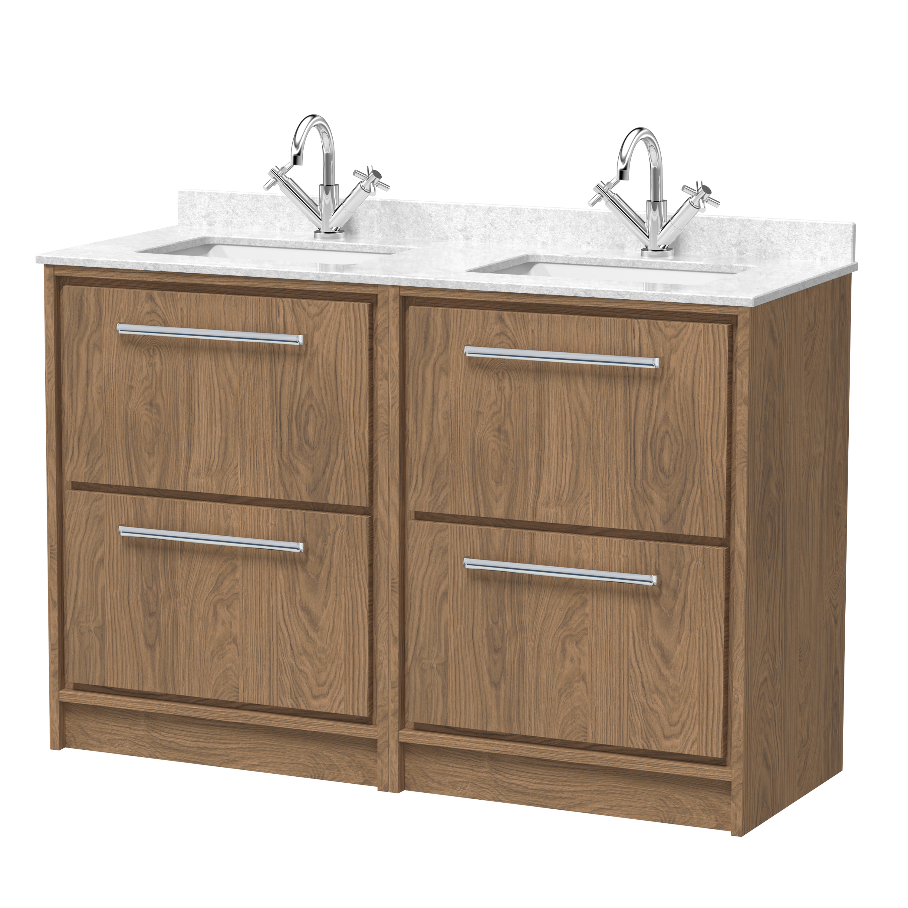 Hudson Reed Lille Antique Oak 1200mm Floor Standing 4 Drawer Vanity with Marble Worktop Basin LIL2733WS2